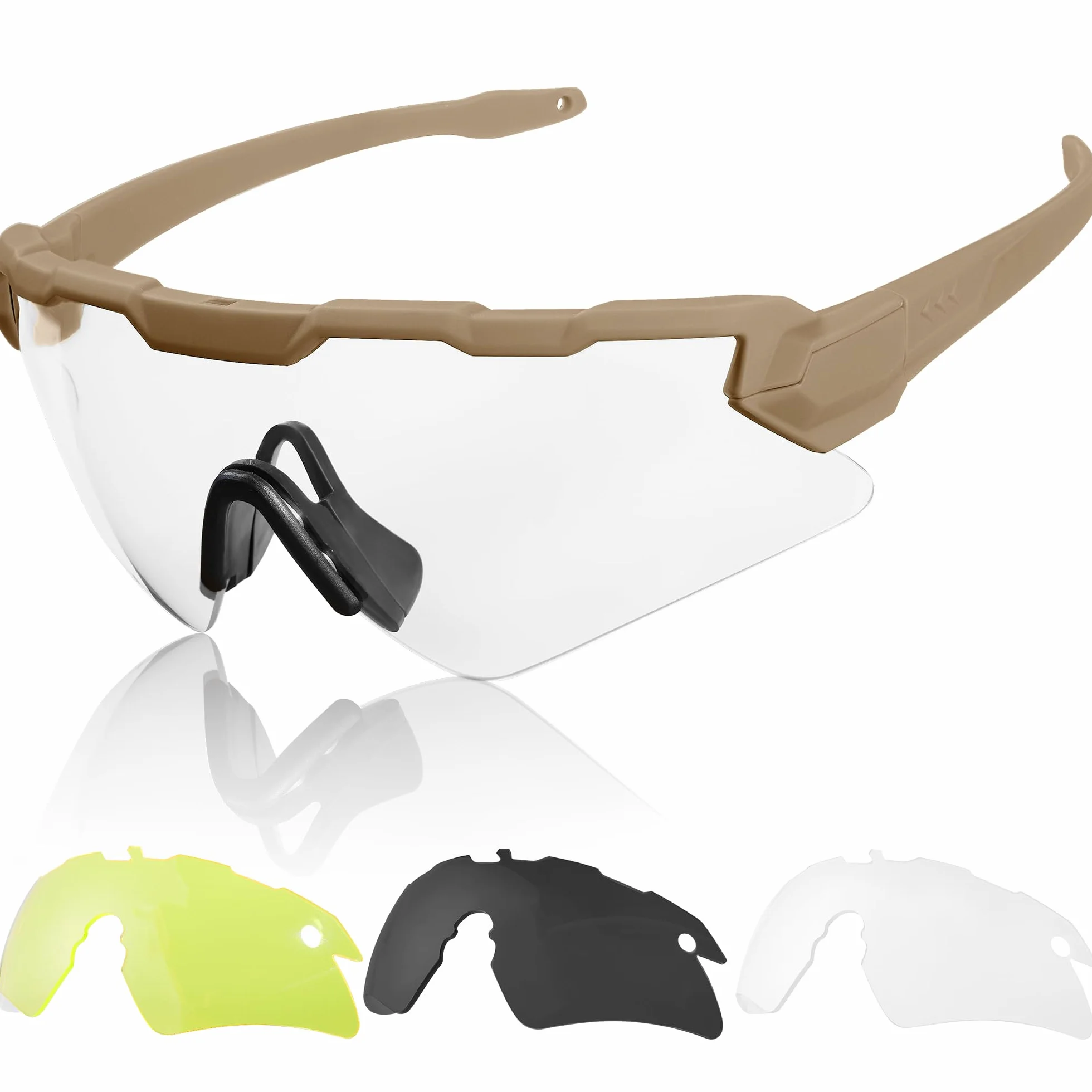 1TG Tactical Lunettes de vélo, lunettes de protection tactiques, lunettes de sport, lunettes de soleil pour homme et femme, airsoft, paintball, chasse, CS, cyclisme, course à pied, randonnée