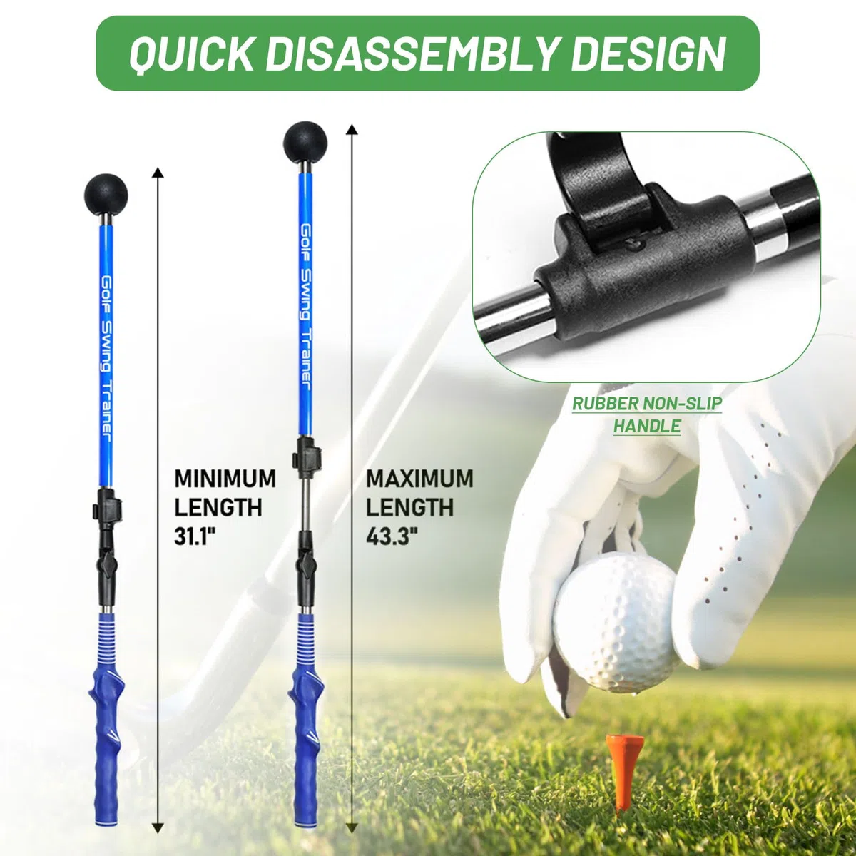 Pliable Golf Swing Trainer, Appareil l'entraînement de Télescopique Golf Swing Posture Correcteur, Golf Swing Stick Training Aid pour Aide d'exercice de Force pour Golf