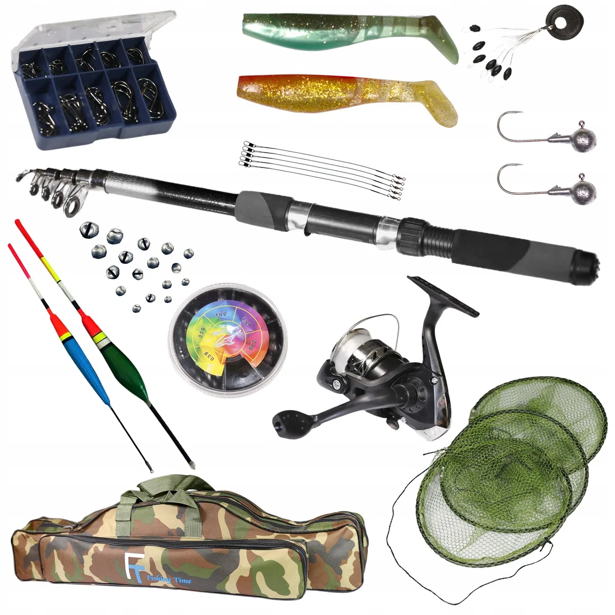 Kit de pêche complet : 1 canne à pêche de 2,4 m, 1 moulinet et flotteur (modèle ZEST-W-22)