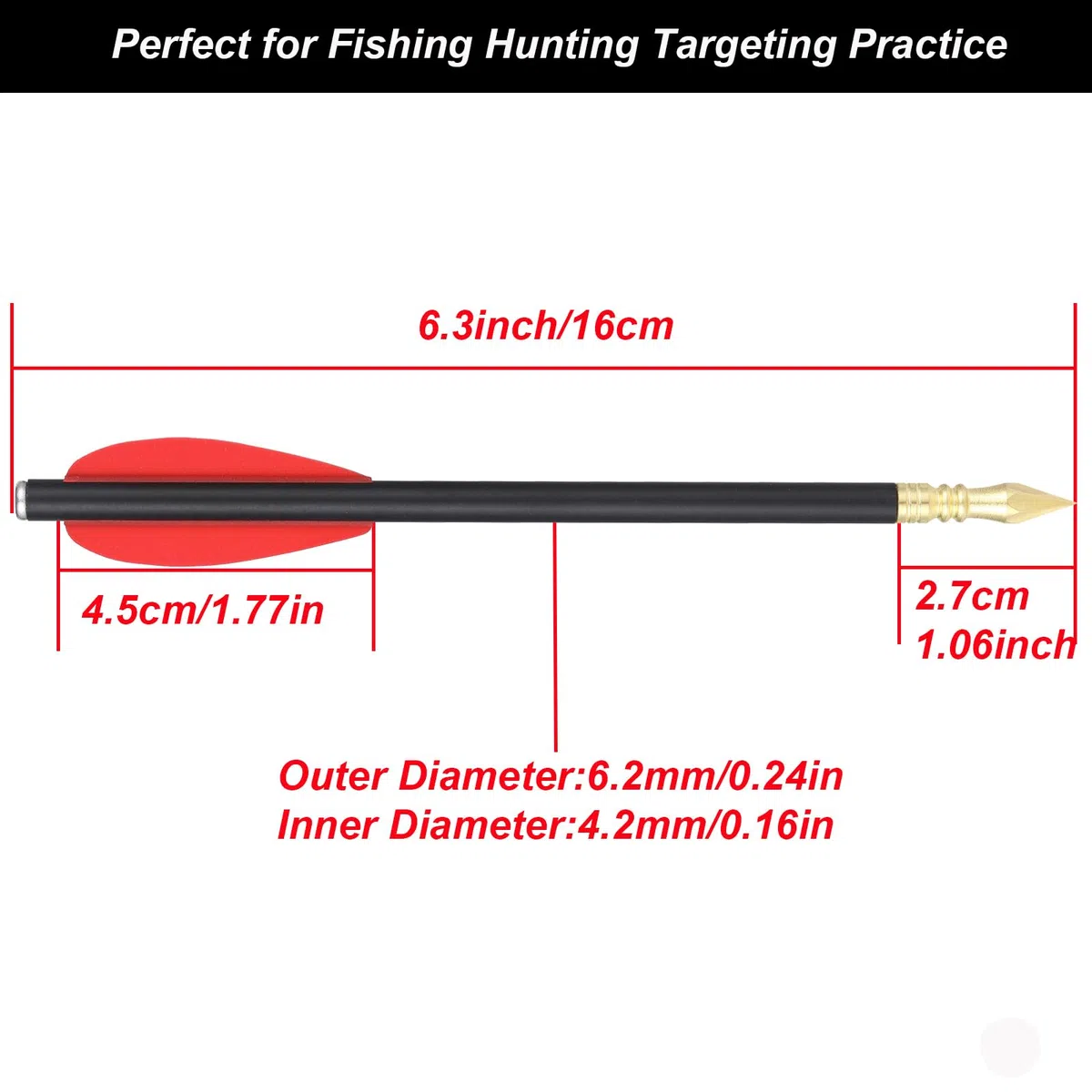 12 pièces Boulon d'arbalète de 6,3 Pouces, Mini Flèches d'arbalète en Carbone avec Pointe de Flèche, Flèches de Chasse pour Arbalète de 50 à 80 LB, Tir à l'arc, Cible de Chasse