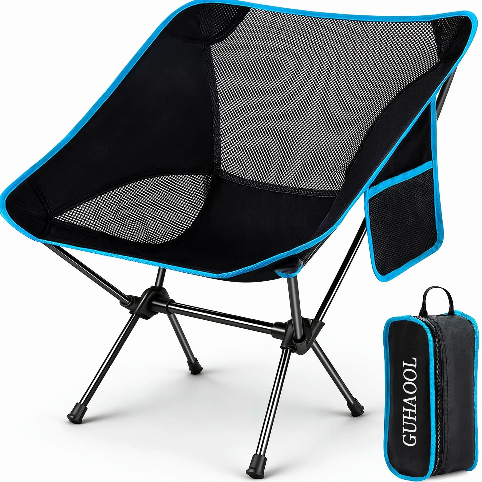 Chaise de Camping Pliable, Chaise Pliante Portable Légère avec Sac de Transport, Charge Maximale 120kg, Ultra Légère Chaise de Plage Pliable pour Les Voyages, Randonnée, Camping, Pique-Nique