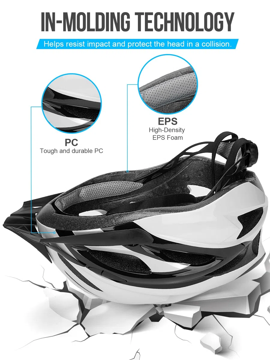 Casque de vélo pour homme et femme avec lumière pour adulte unisexe - Casque de vélo de montagne réglable - 58 à 62 cm