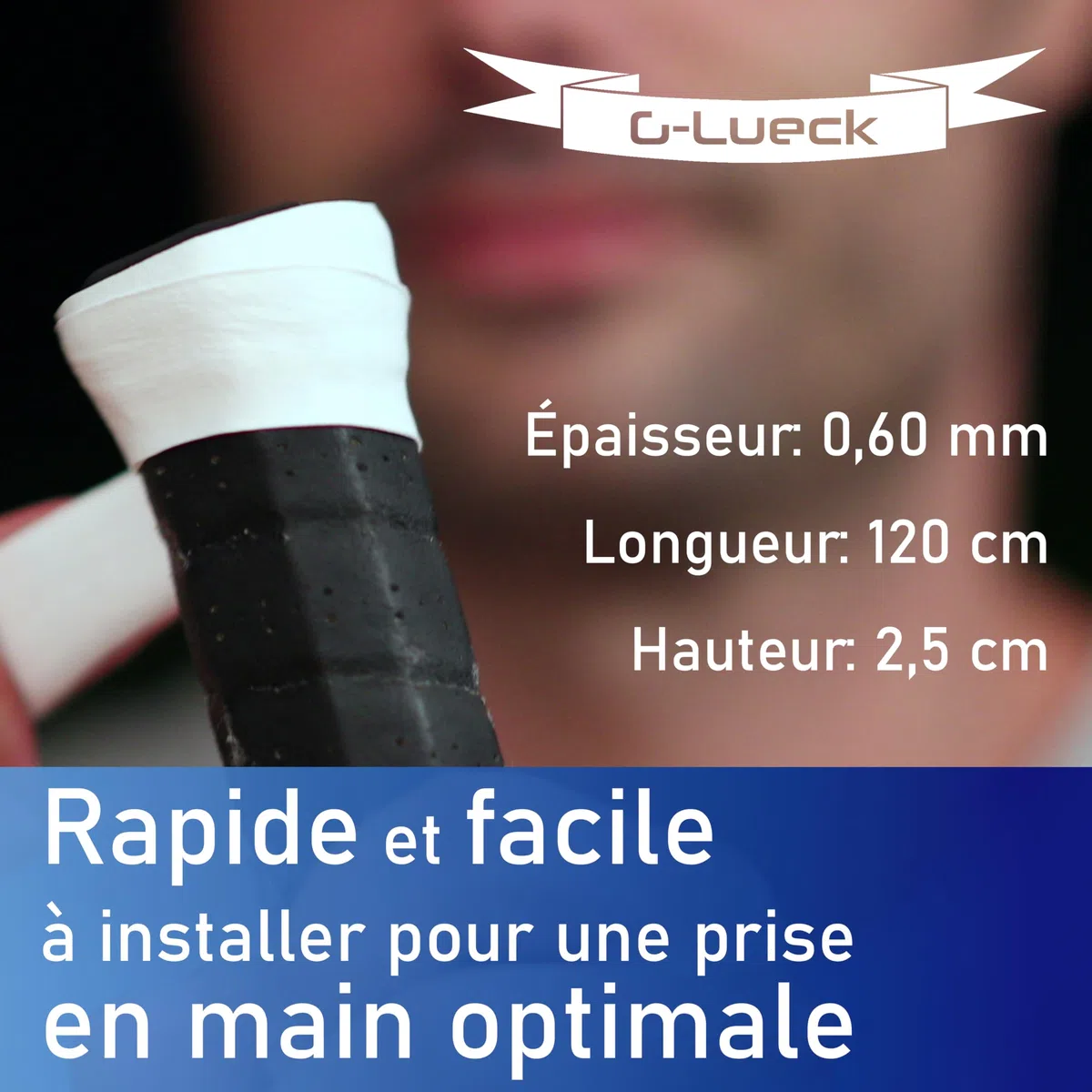 G-Lueck Lot de 27 Surgrips de Tennis Premium - Power Touch - Haute adhérence, Longue durée de Vie - 0,60mm d'épaisseur | Overgrips pour Raquettes de Padel, Squash, Badminton | Antidérapant