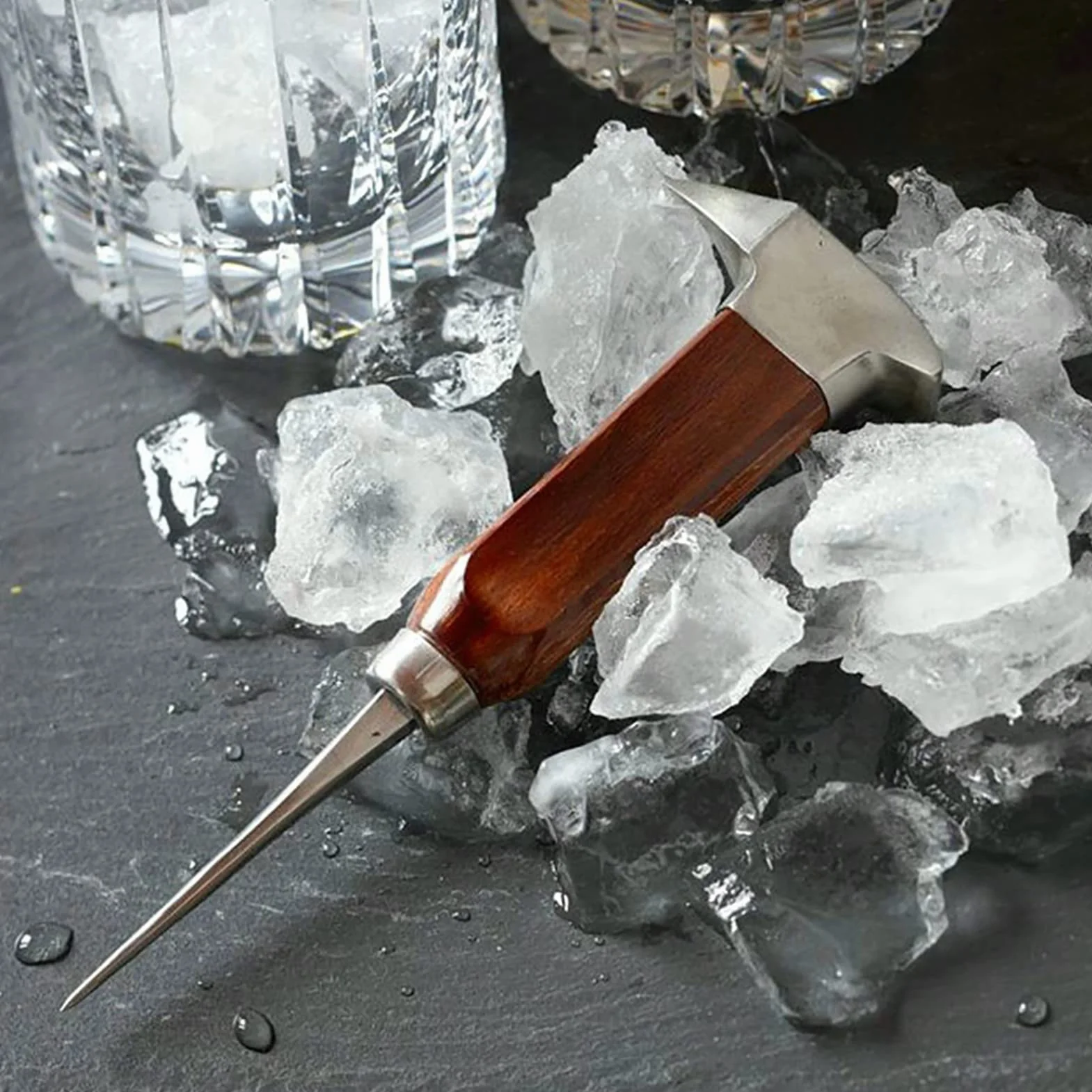 Pic à Glace En Acier Inoxydable Avec Manche En Bois, Pics à Glace Pour Briser La Glace, Outil De Pioche à Glace Broyeur à Glace Manuel Pour Les Et La Maison