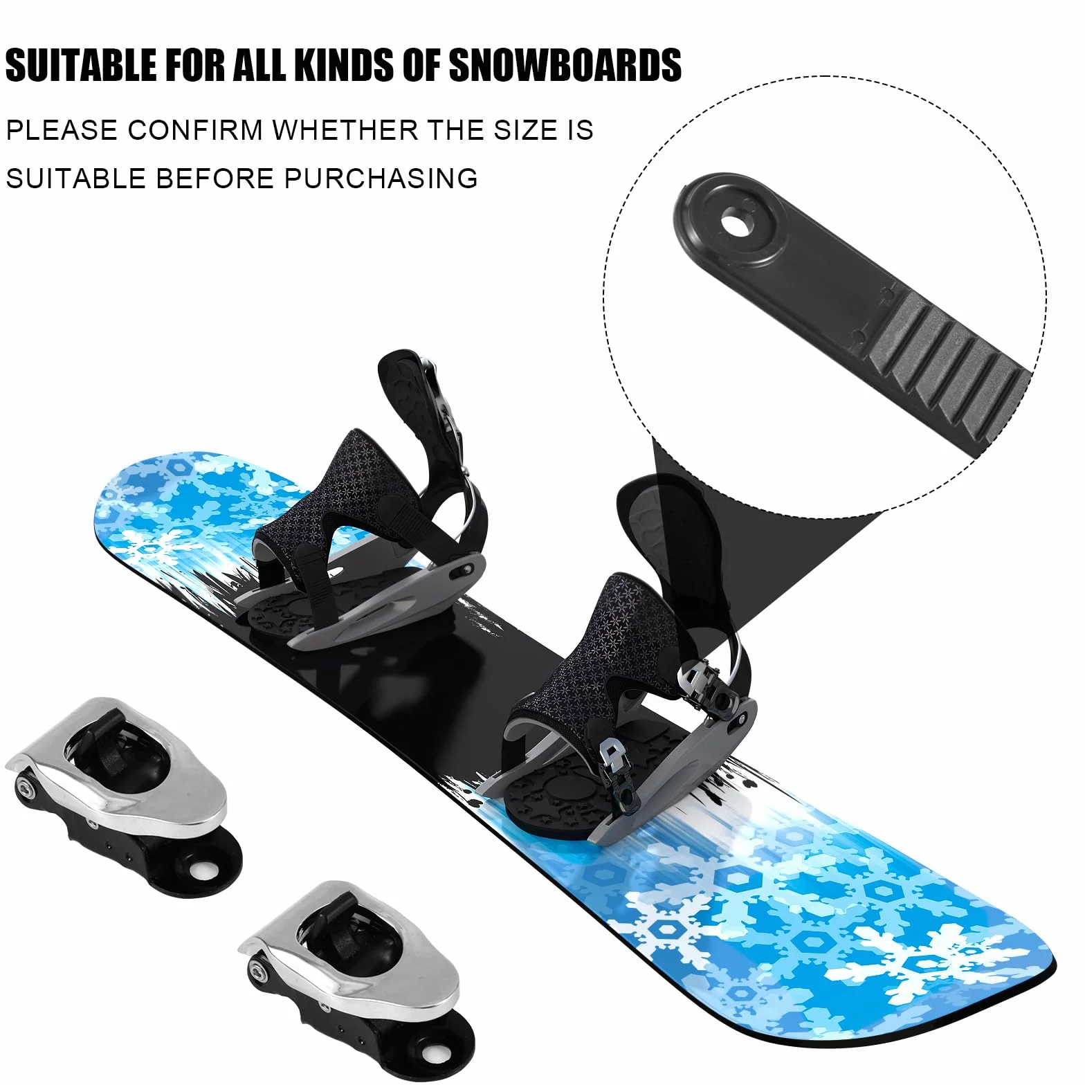 Gosknor 6pcs Sangle de Fixation Snowboard+2pcs Boucles, Snowboard Binding Straps Très Élastique Sangle Support de Sangles d'Échelle de Fixation de Snowboard Pièces pour Snowboard