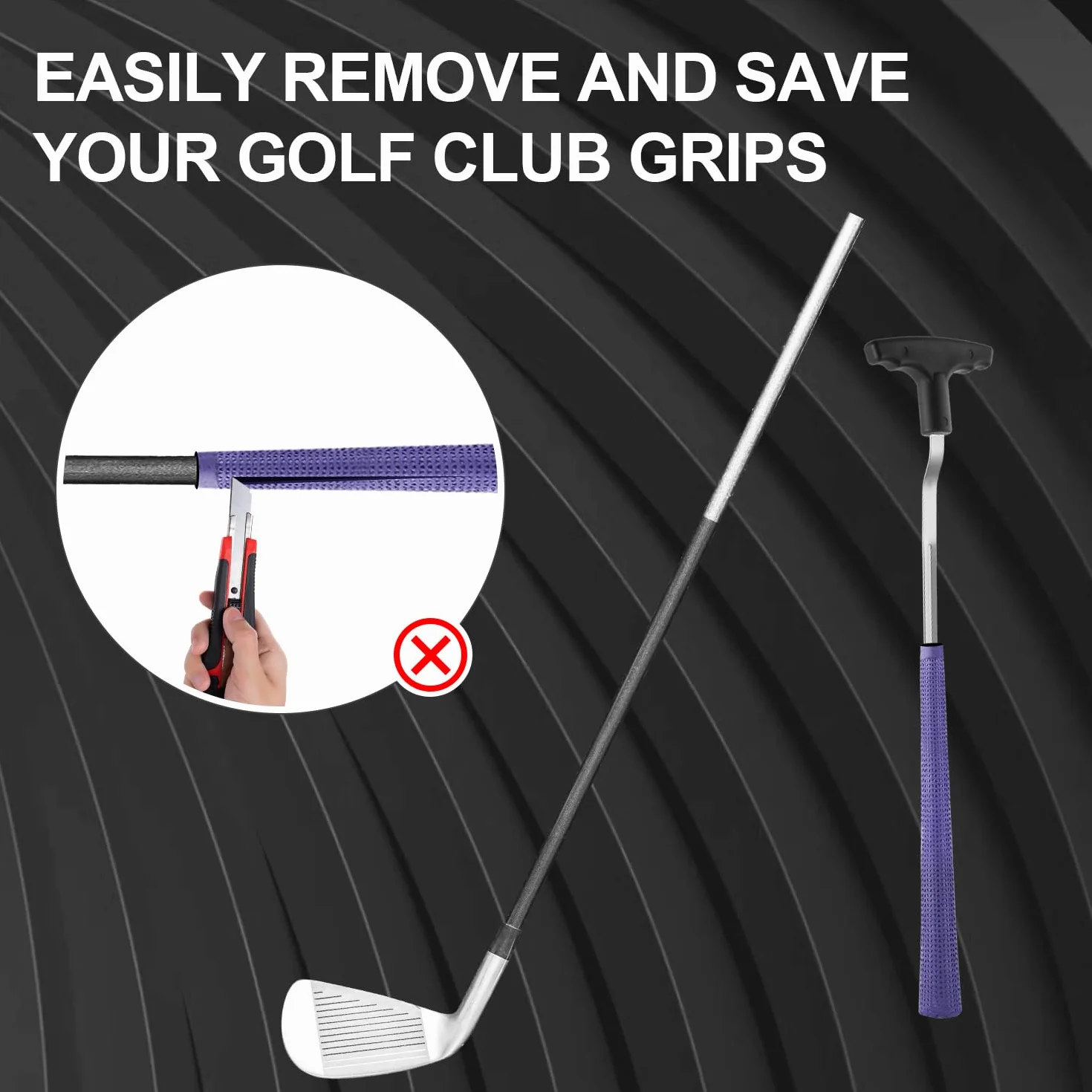 PEUTIER Outil de Retrait de poignée de Golf, 27,9 cm avec rainure en V pour poignées oscillantes de Longueur Standard, en Acier à Haute teneur en Carbone, Accessoires pour enlever la poignée