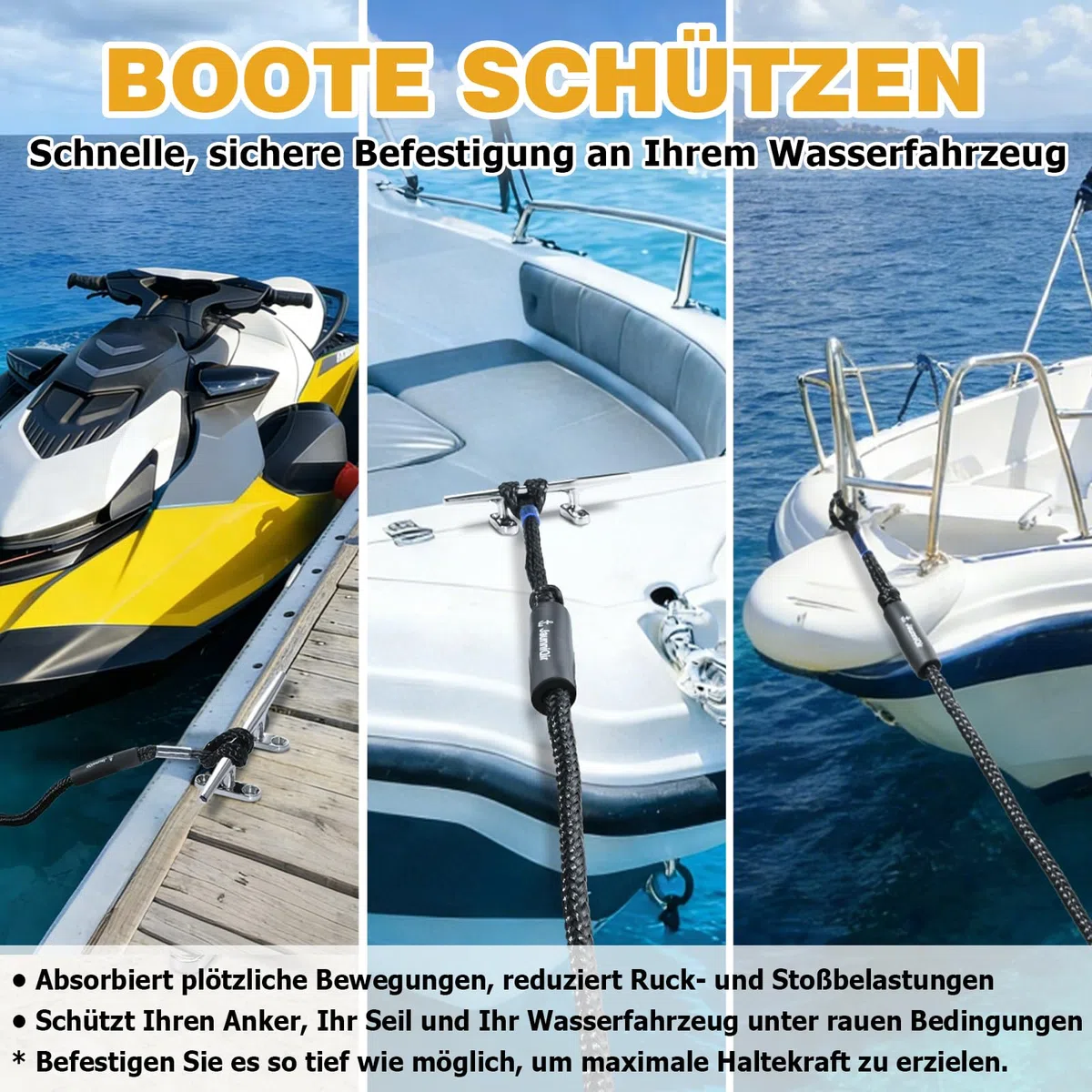 Lot de 2 lignes de station d'accueil Bungee pour bateau avec clip en acier inoxydable 316, accessoires de bateau, 122 cm, pour bateau, PWC, kayak, SeaDoo, Jetski, Ponton, bateau à moteur, amortisseur