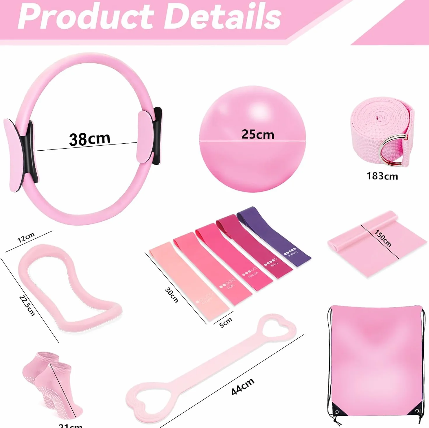 Kit Pilates Essentials,13Pcs Kit Pilates Portable Maison, Kits De Yoga Et Pilates, pour Pilates, pour Musculation