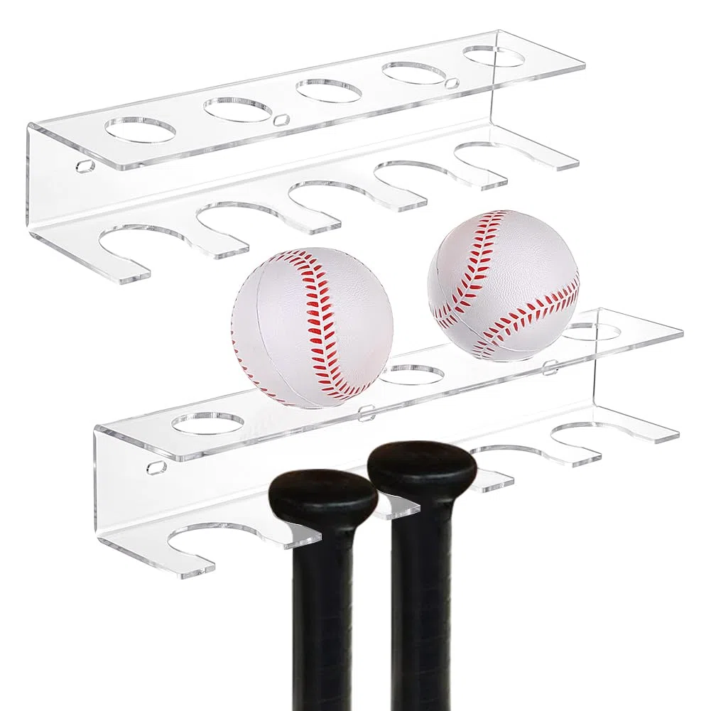 PH PandaHall Supports Transparents pour Battes de Baseball et Balles à Suspendre Support de Baseball et Affichage de Batte de Baseball Support Mural de Baseball Peut Contenir 5 batte et 5 balles