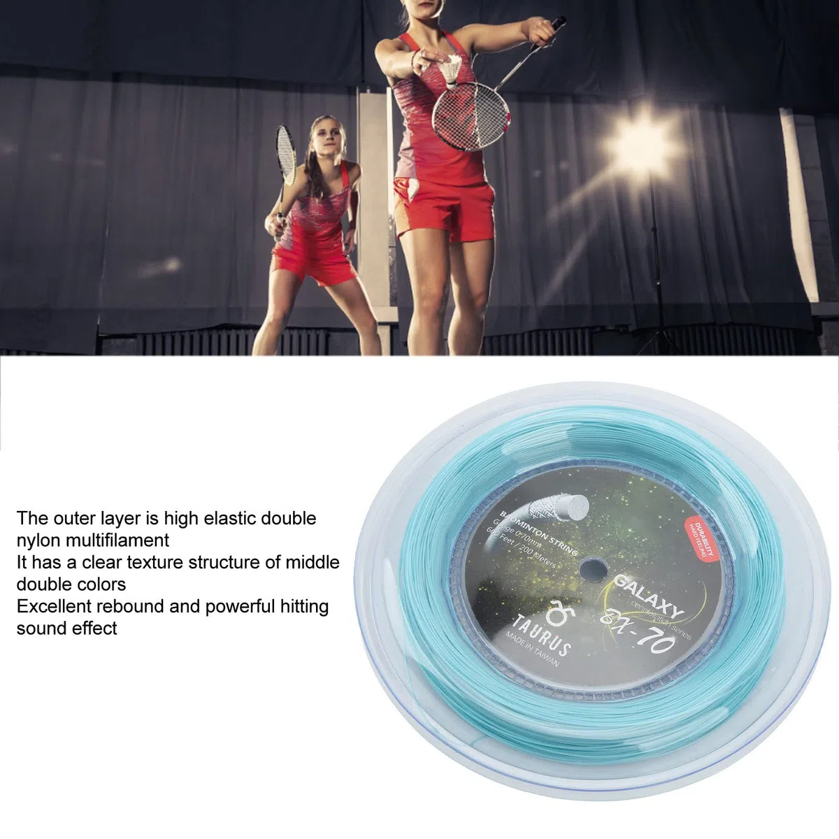 Buachois Corde de Raquette de Badminton, 200M Corde de Badminton élastique de 0,7mm de Durabilité Ligne de Badminton pour Raquettes de Badminton Volants