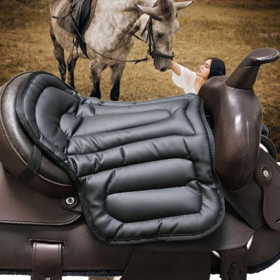 Wudaizhi Tapis de Selle pour Cheval - Coussin amortissant Les Chocs pour l'équitation - Coussin d'amortissement pour Selle - pour l'équitation équestre - Noir