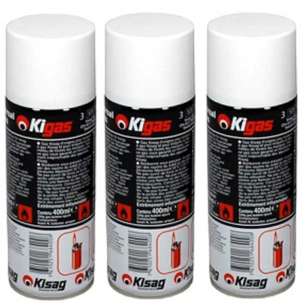 Kisag 3 Bouteilles recharge de gaz Kigas avec 5 adaptateurs