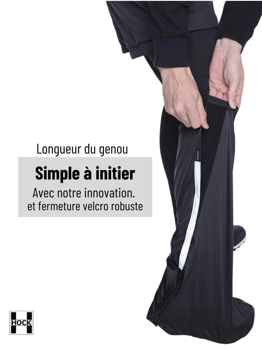 HOCK Guêtres de Pluie de vélo Unisexes avec réflecteurs – Guêtres Longueur Genou Couvre-Chaussures 100,0% étanches – Protection Contre la Pluie de vélo pour Homme et Femme