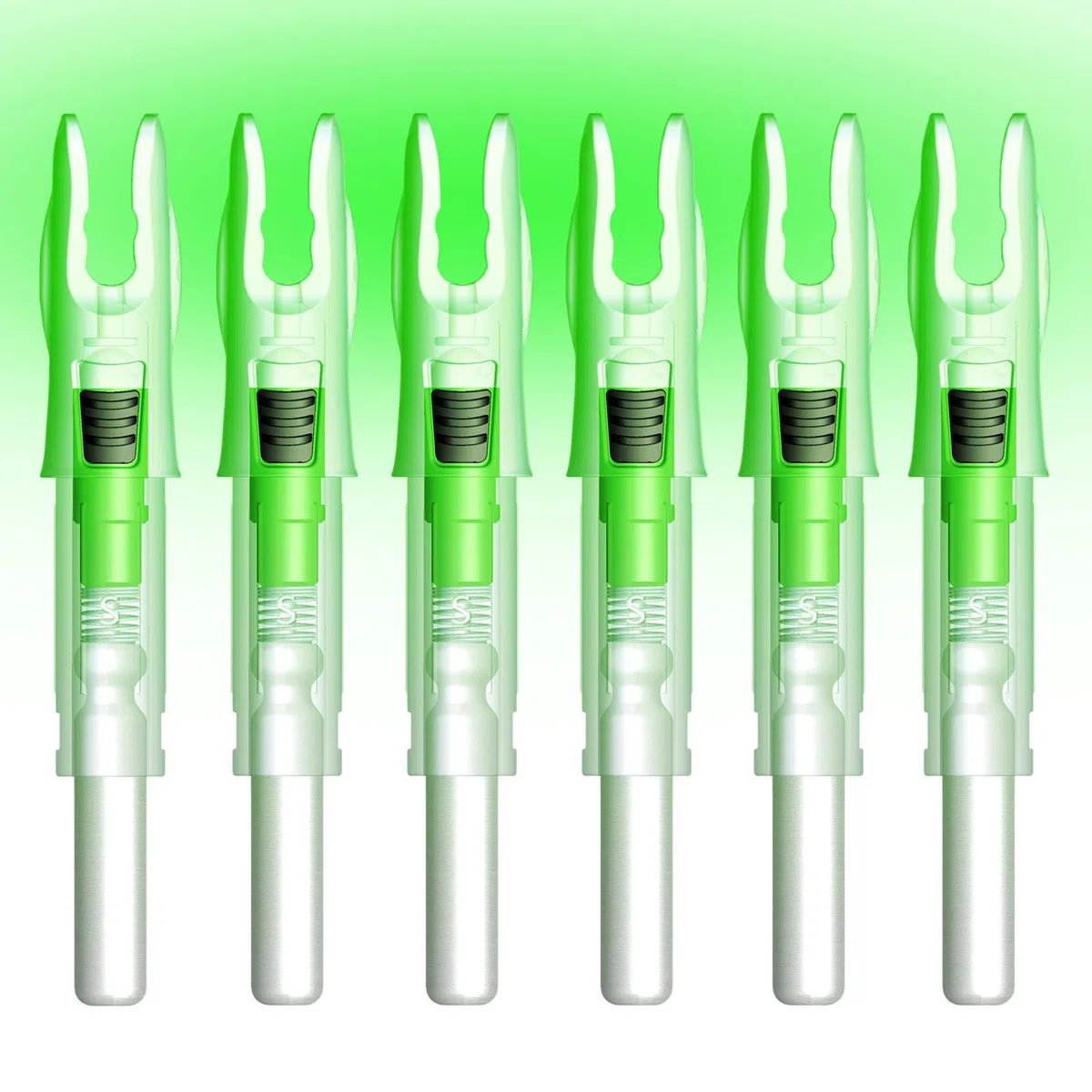 Linpeng Lot de 6 encoches lumineuses pour flèches avec interrupteur marche/arrêt pour la chasse au tir à l'arc 165/G. 204/X. 233/H. 244/S. 246/GT