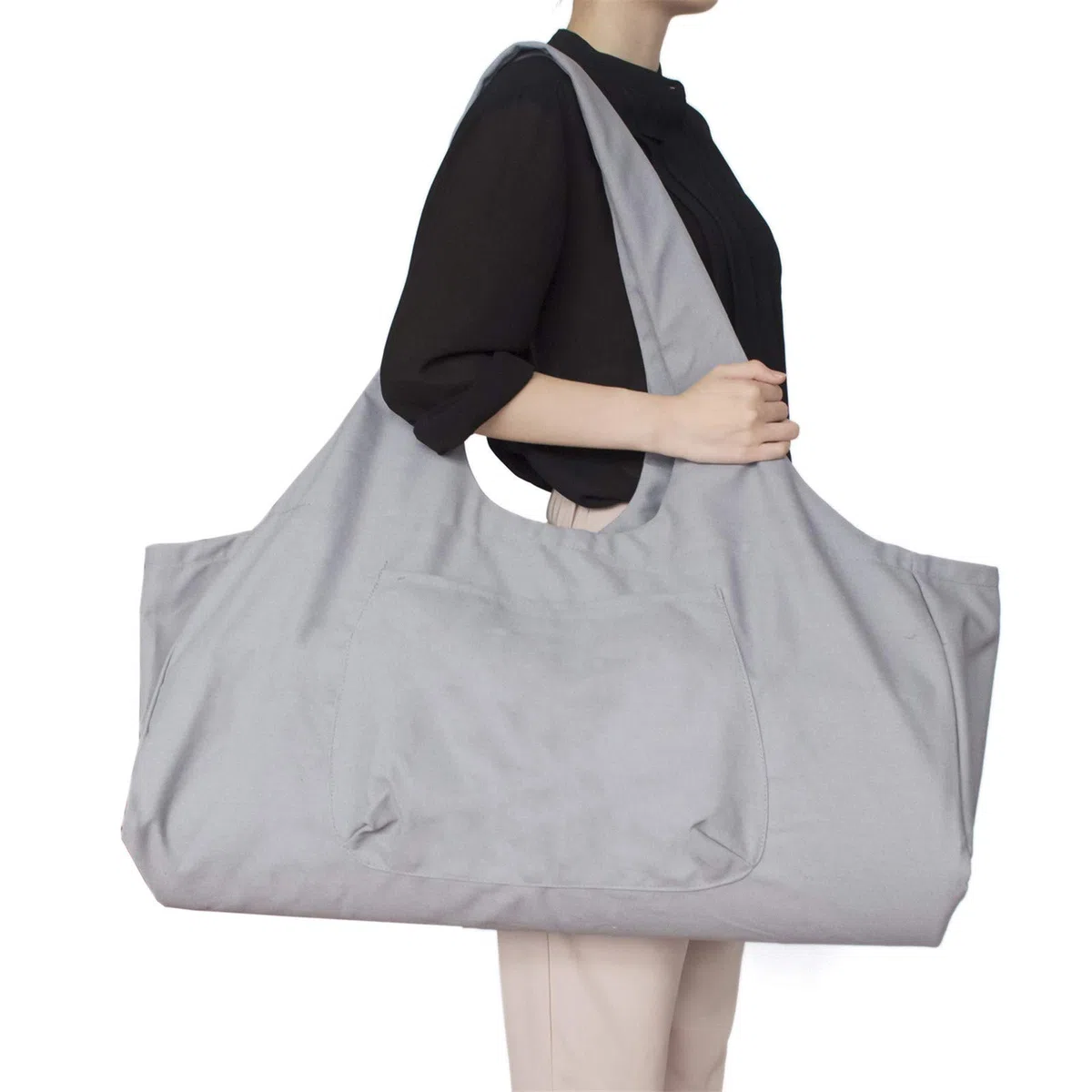 Sac de tapis de yoga à fermeture éclair, grande capacité pour femmes et hommes, sac de yoga portable en toile tout-en-un avec poches