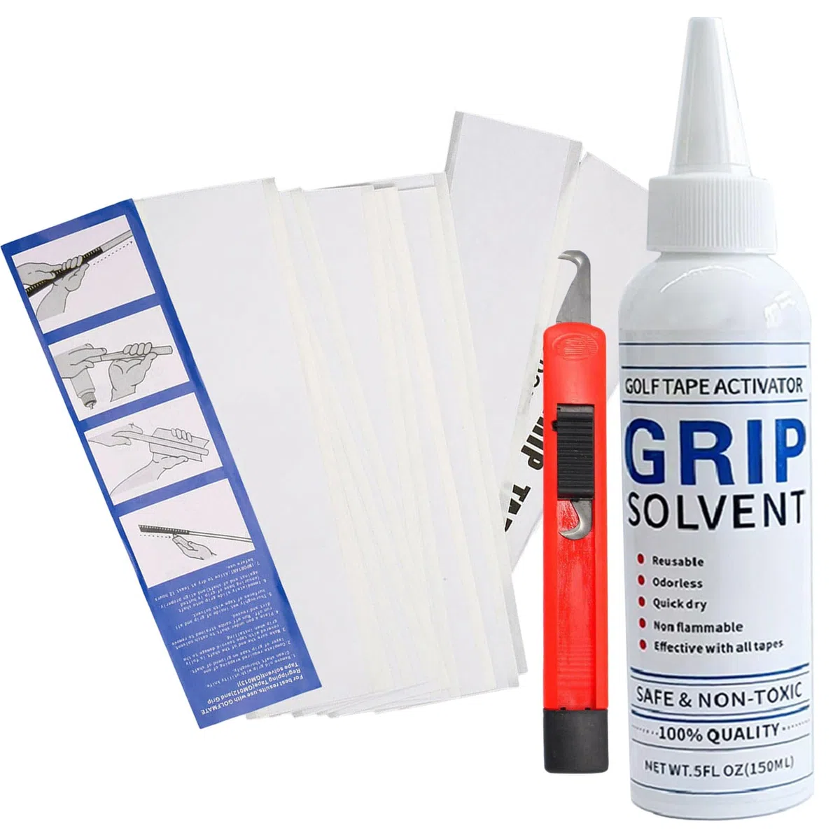 Kit de Remplacement de poignée de Club de Golf | Kit de Ruban adhésif et de solvant pour Club de Golf Kits de réparation de Grip de Golf pour regripper Les Clubs de f