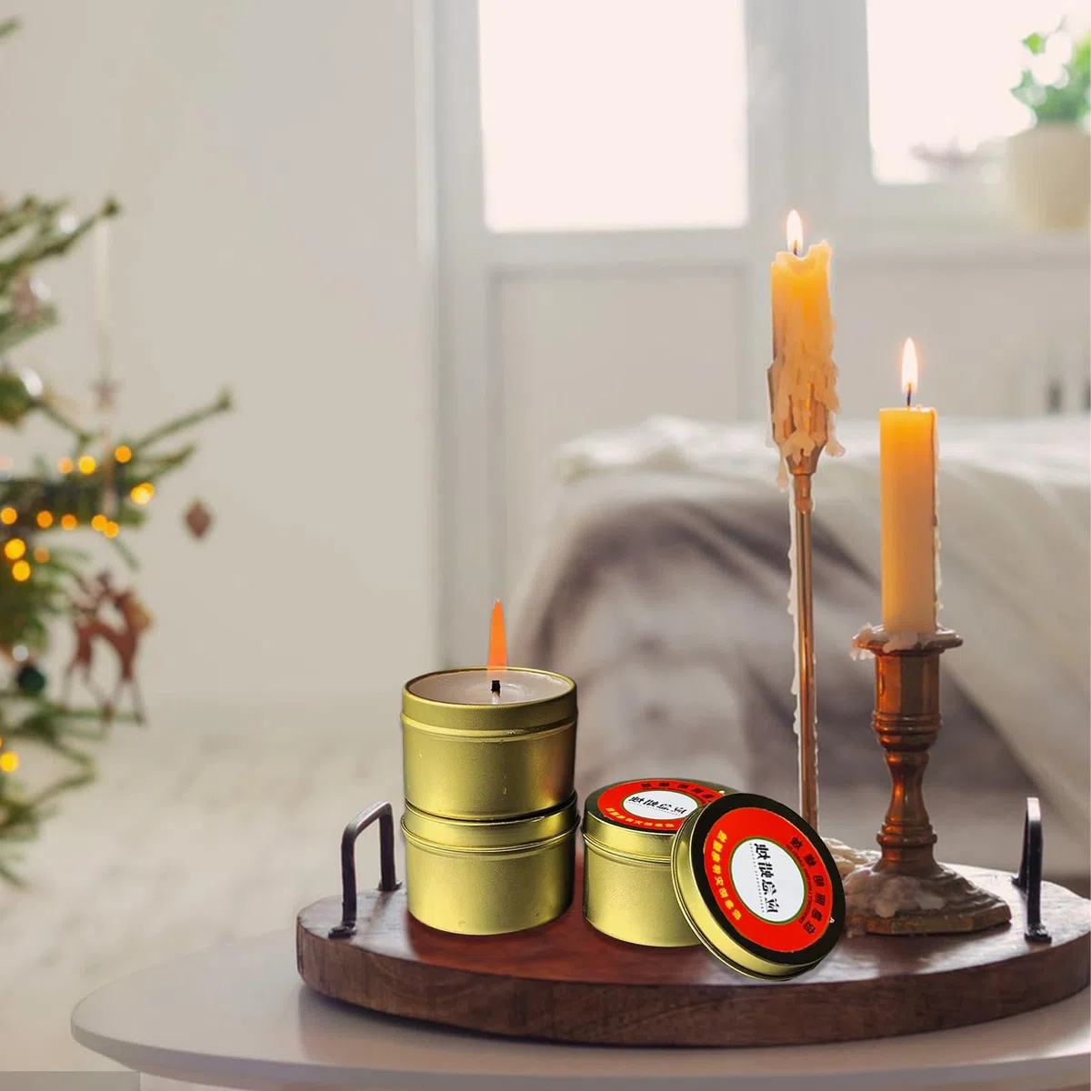 Bougies Survie Urgence - Longue Durée 30h Lot 10 | Bougie Sans Fumée Inodore Coupe-vent pour Pannes Courant Camping Randonnée | Outil Éclairage Étanché Boîte Métal 3 Mèches Portable Kit Préparation Ca