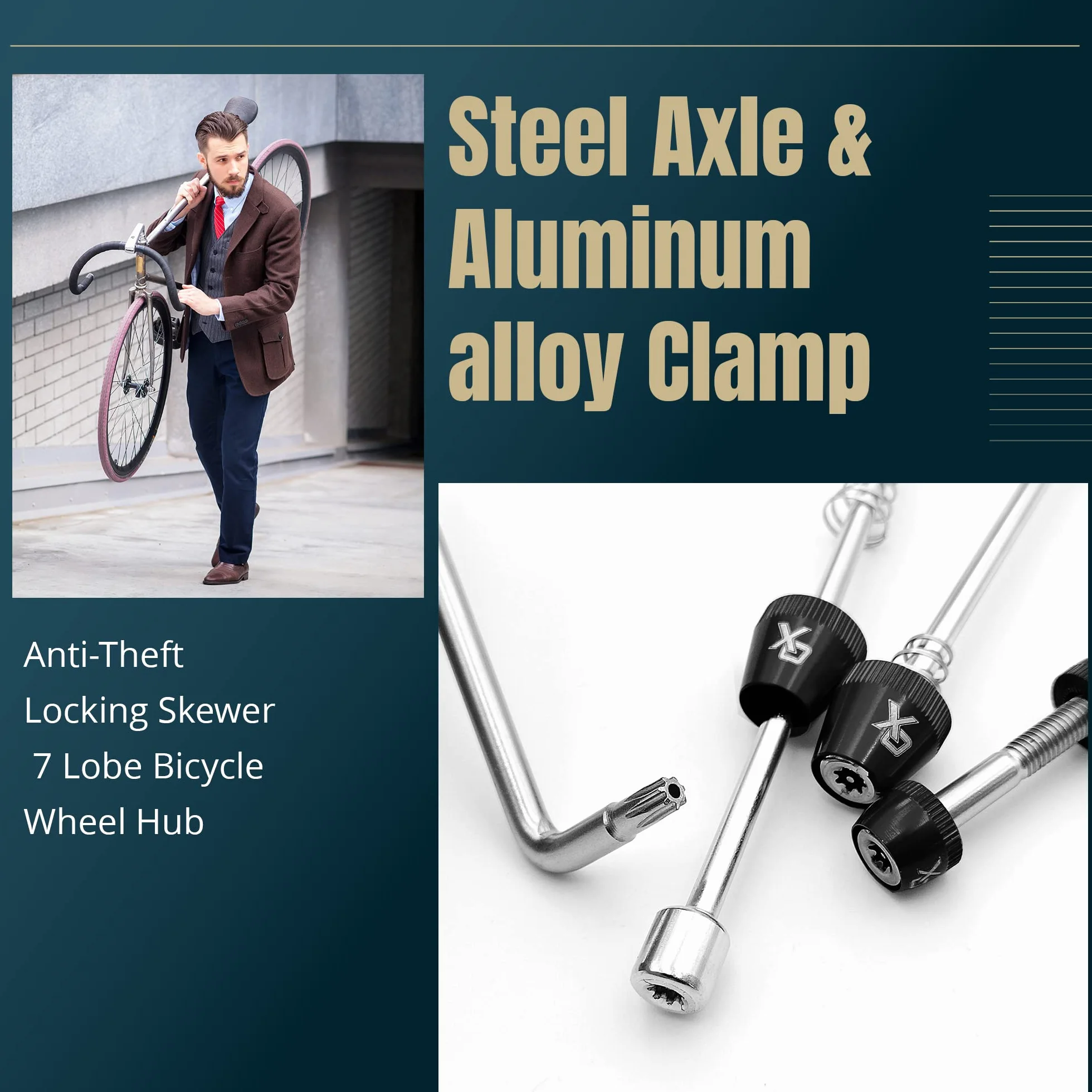 ONIPAX Anti-Theft Locking Skewer 7 Lobe Bicycle Wheel Hub