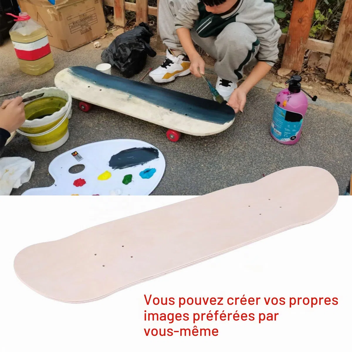 8 8 couches d'érable vierge double concave skateboards naturel planche à roulettes table érable