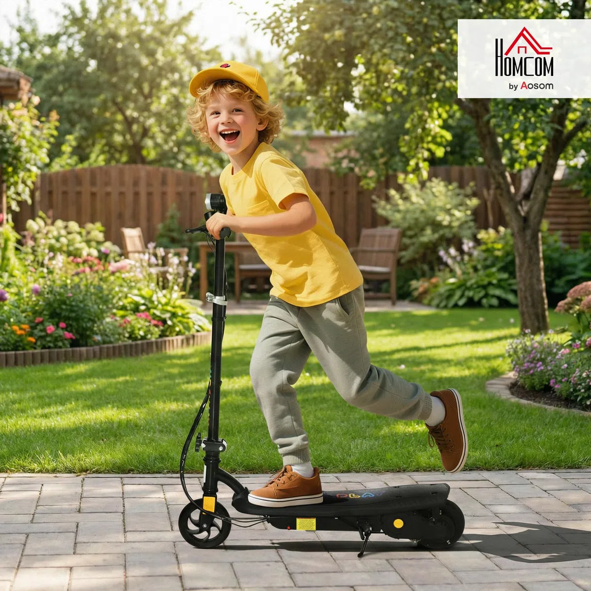 HOMCOM Trottinette électrique Pliable 120 W pour Enfant 7-14 Ans, autonomie Max. 10 Km, Vitesse jusqu'à 12 Km/h, Noir