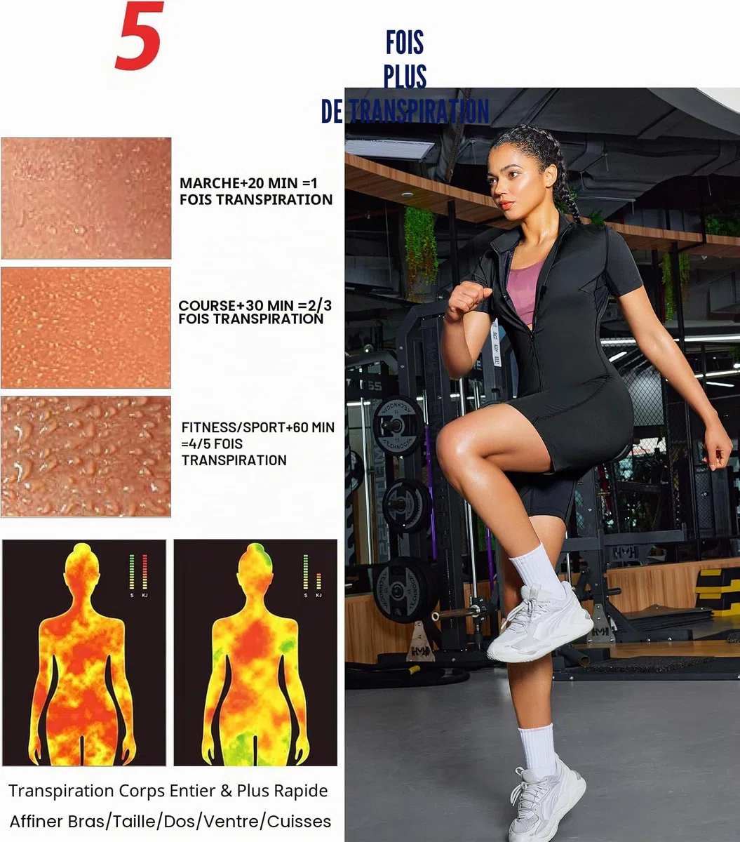 KUMAYES Vêtements de Sudation Femme Combinaison Intégrale Sauna Shapewear Costume D'entraînement Formateur Shaper Sudation Entraînement Survêtement
