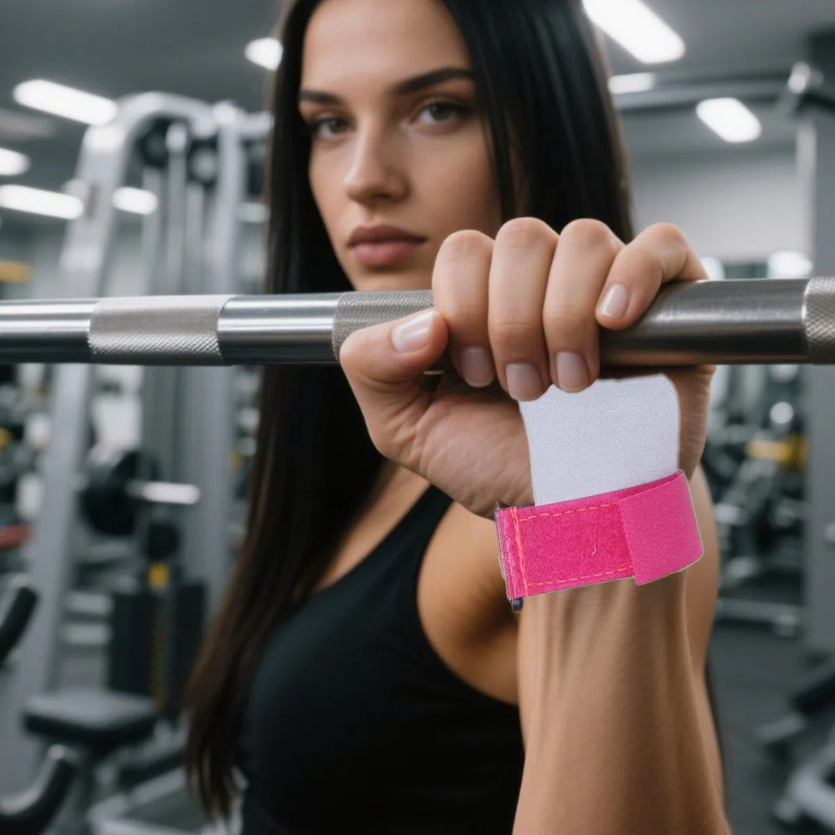 Lot de 2 poignées de barre de gymnastique antidérapantes pour filles, support de poignet avec bandeau absorbant rose, pour enfants, gym, tennis, entraînement, yoga, athlétisme.