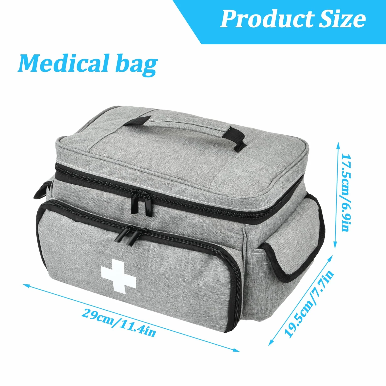 Trousse de Secours Vide, Sac de Médecine Portable, Trousse de Médecine, Étanche, Trousses Pharmacie Voyage, Sac d'urgence pour Maison, Bureau, Voiture, Outdoor, Gris