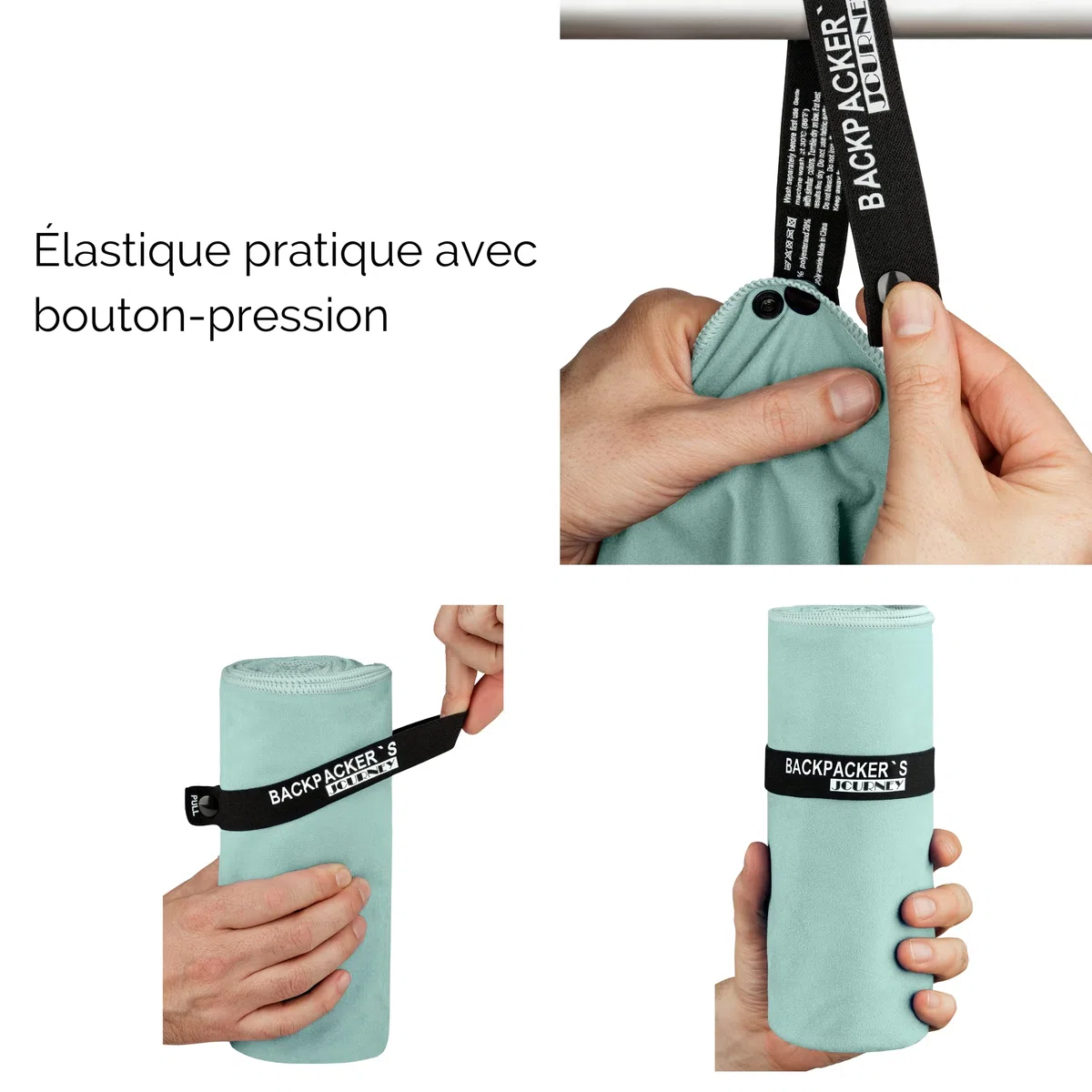 Backpacker's Journey Serviette Microfibre, Serviette Sport Musculation, Serviette Piscine compacte, Ultra-légère et Rapidement sèche, Serviette de Bain Microfibre Parfait pour Sport et la Plage