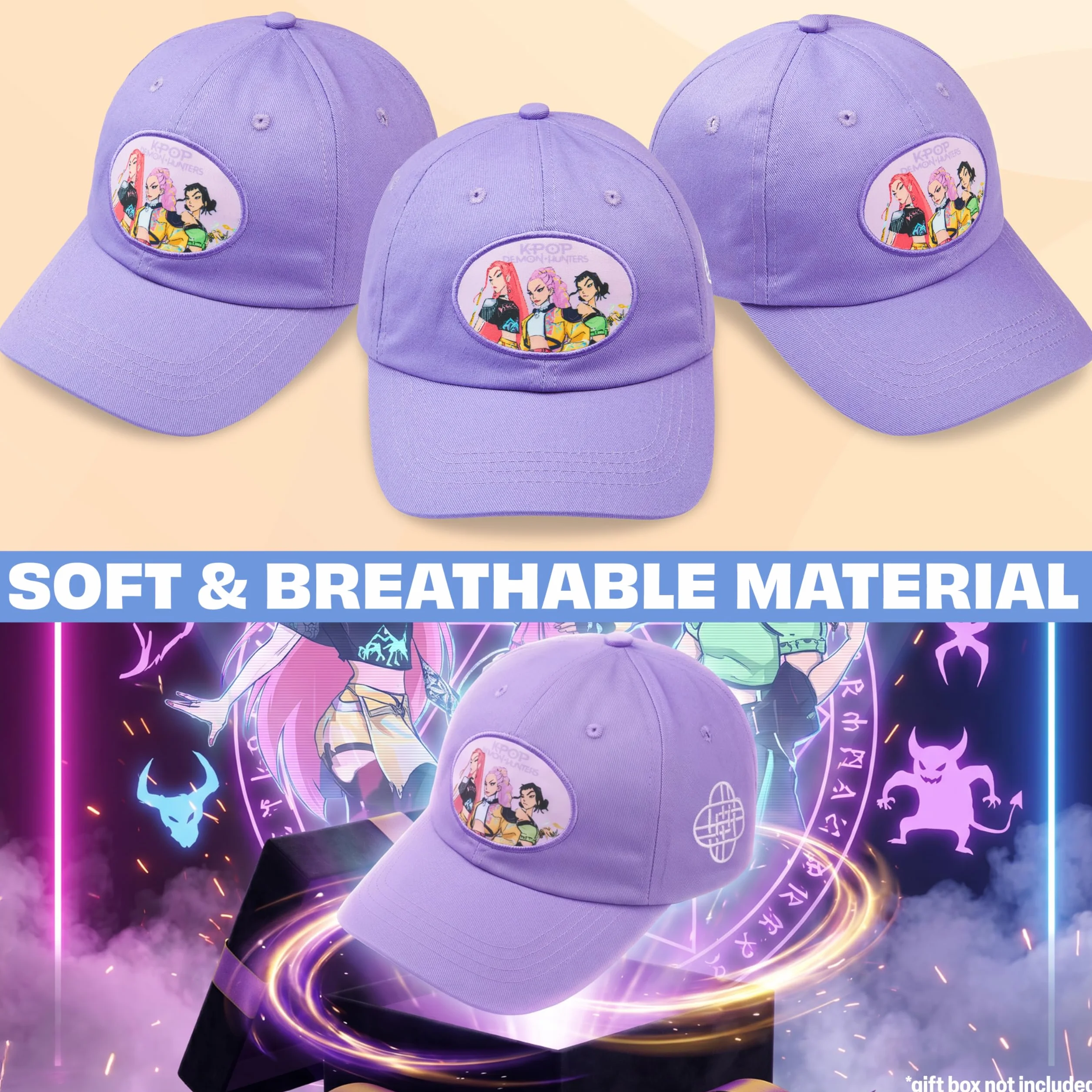 Get Trend Kpop Demon Hunters Huntrix Casquette Enfant Fille, Casquette Queue de Cheval Haute avec Fermeture Snapback Réglable, Cadeau Fille