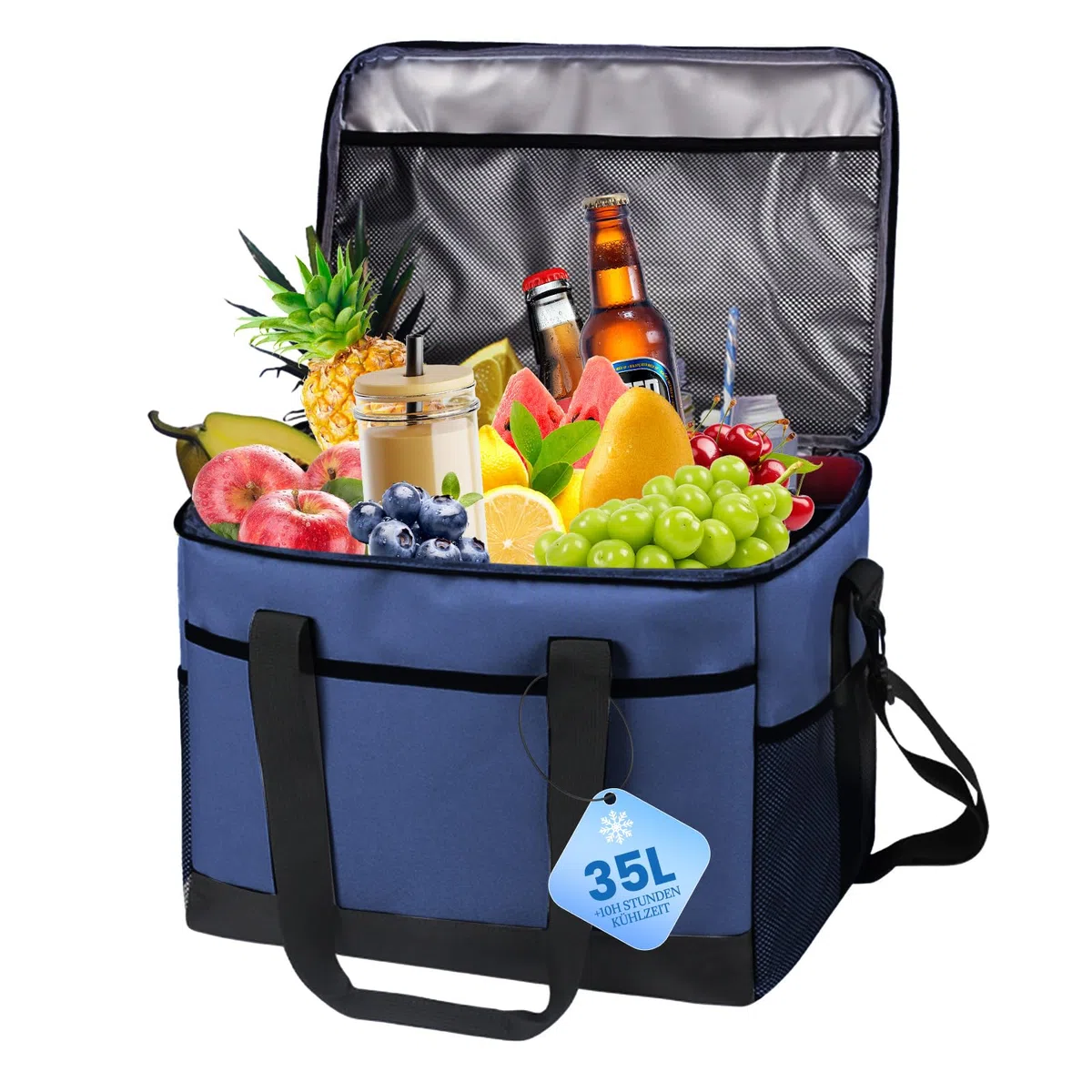Grand sac isotherme pliable pour l'extérieur - 35 l - 60 Can - Sac isotherme pour boissons et boissons - Pour excursions, pique-niques, camping, randonnée, plage, voyages