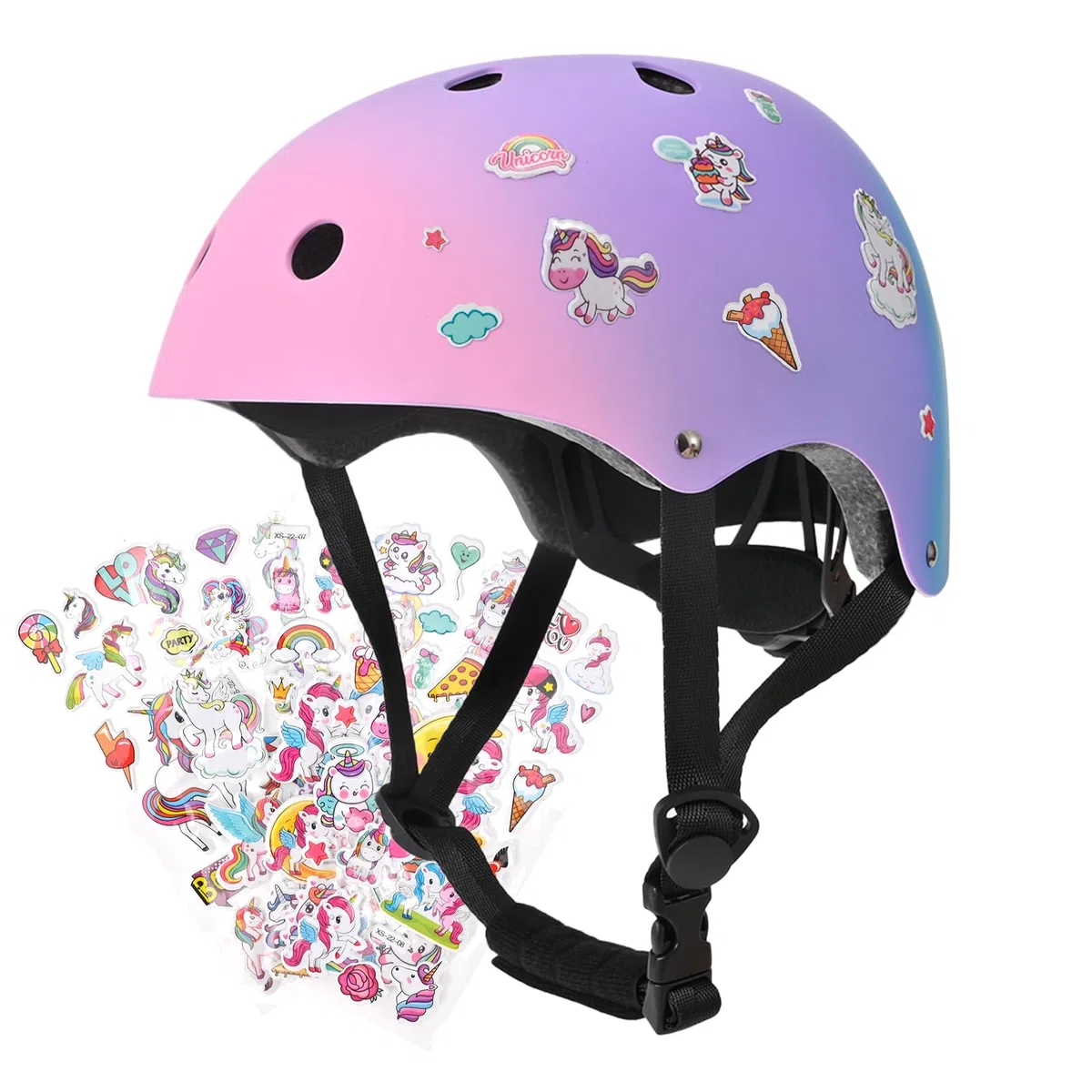 Casque Enfants Ajustable, Casque de Skate Casque de Vélo, Filles et Garçons Réglable, Mentonnière Ventilation Sécurité Léger Casque de Skateboard pour Vélo Skateboard Scooter