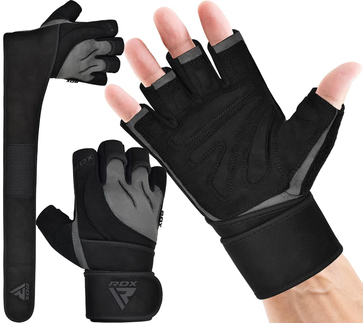 RDX Gants de Musculation Poignet Workout Fitness Entrainement Gymnastique Powerlifter Gym Gloves Perméable à l'air Halterophilie
