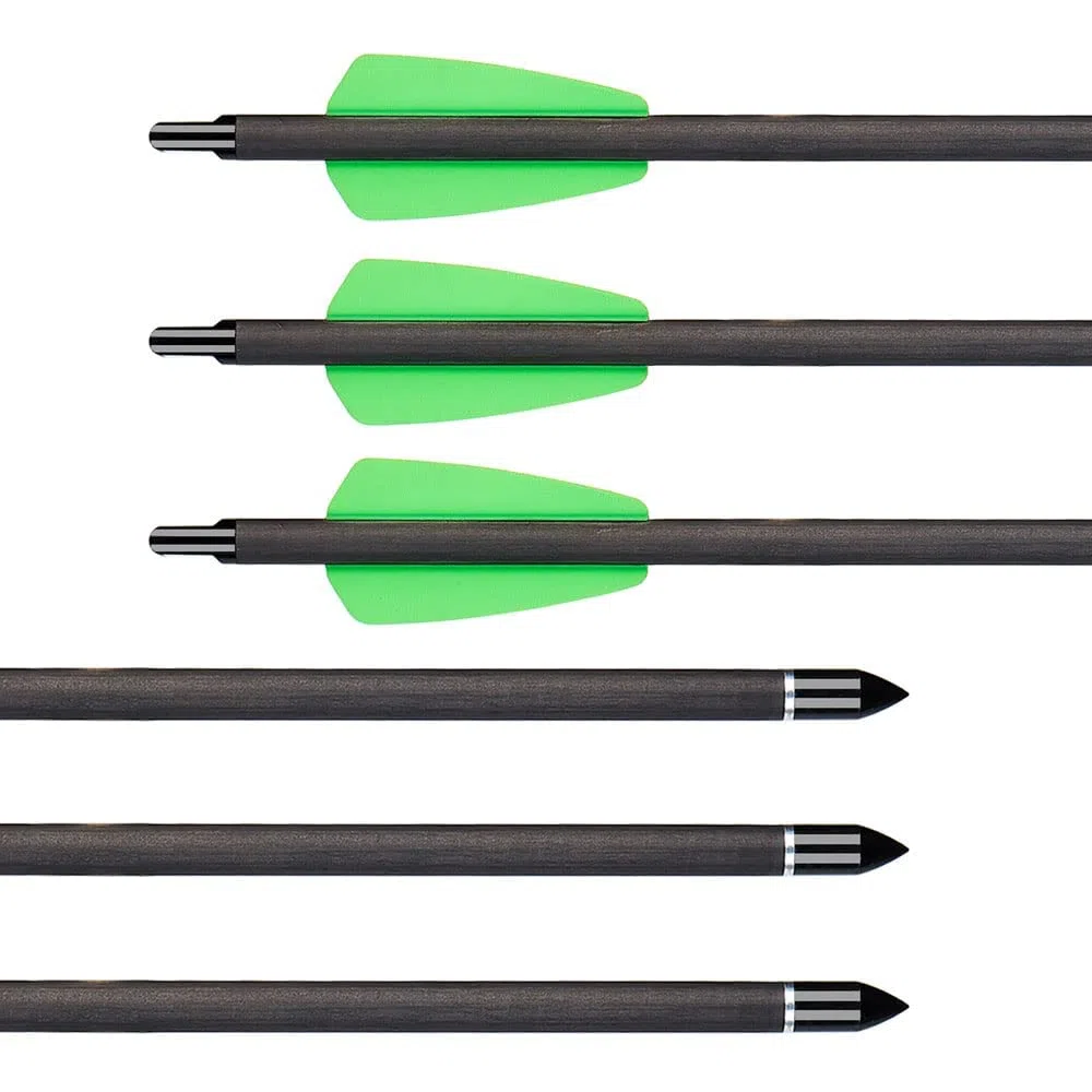 Huntingdoor Flèches en Carbone à Boulon d'arbalète de 7,5 "avec Pointe de flèche remplaçable et flèche de Chasse à l'arc à ailettes en Plastique de 2" pour arbalète Adder Cobra System