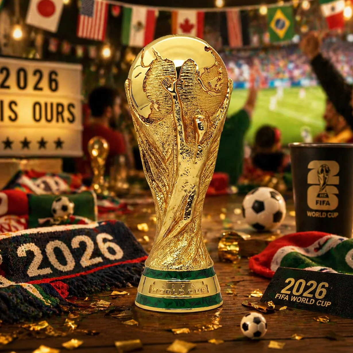 FIFA World Cup 2026 Official Gift, Trophée 3D Officiel FIFA Coupe du Monde 2026, 150 mm, Alliage Zinc Premium, Collection Intemporel, Décoration Bureau, Présentoir, Football