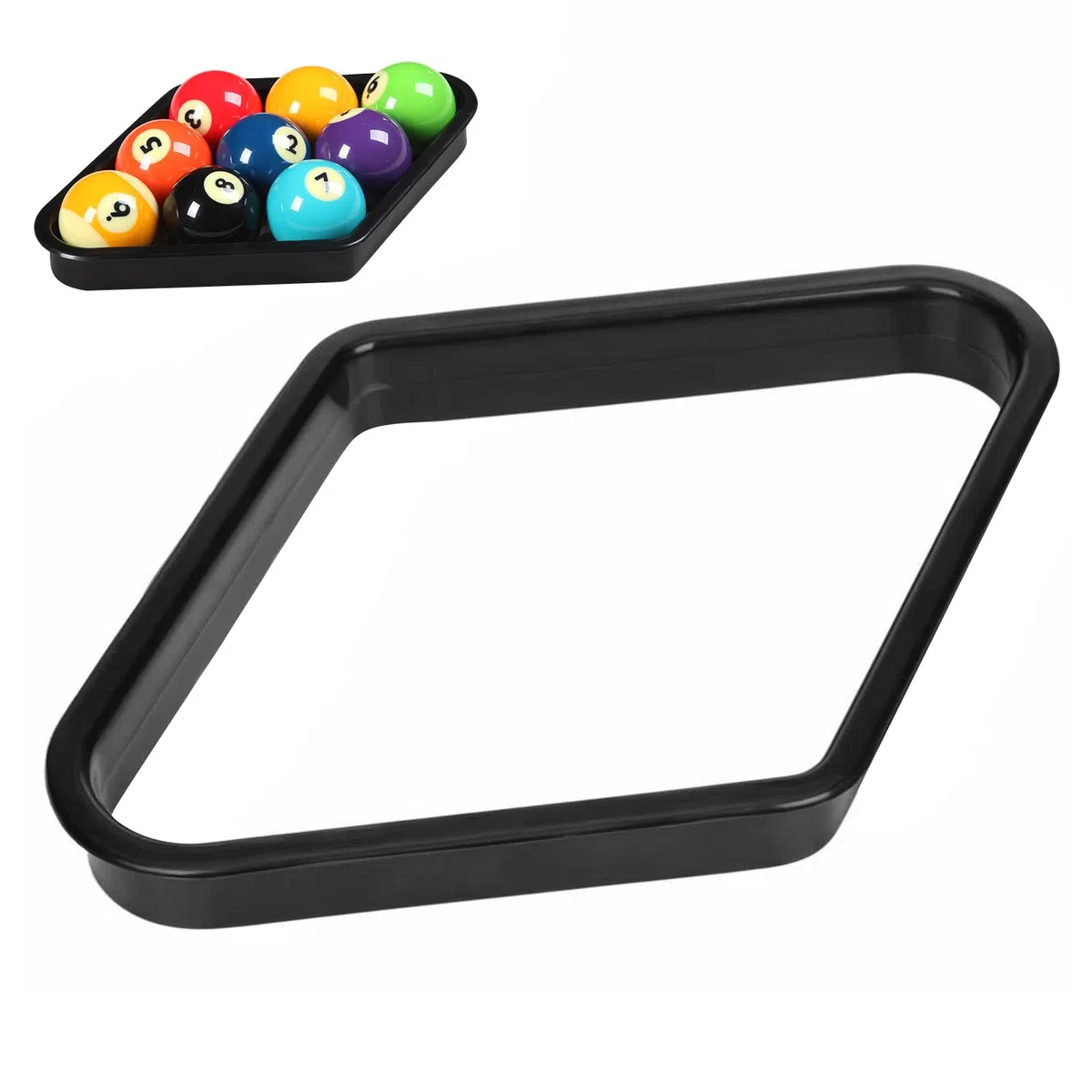 Fadcaer Support triangulaire pour 9 boules de billard en plastique robuste pour boules de billard de 5,3 cm - Noir