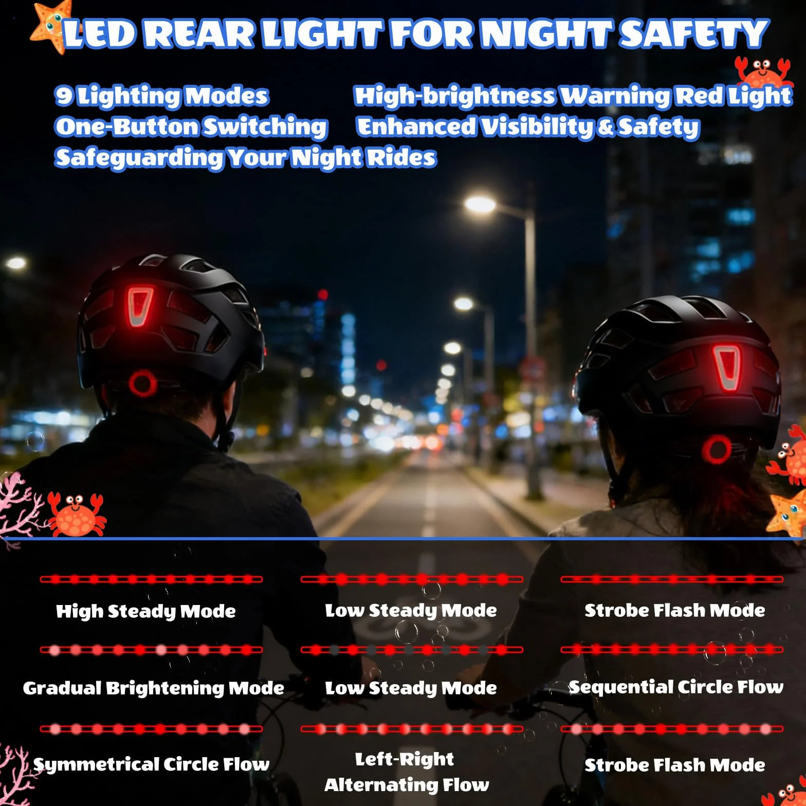 Casque de vélo avec feu arrière pour Enfants garçons et Filles, feu arrière Rechargeable de sécurité, réglables et légèr Casque pour Multi-Sports
