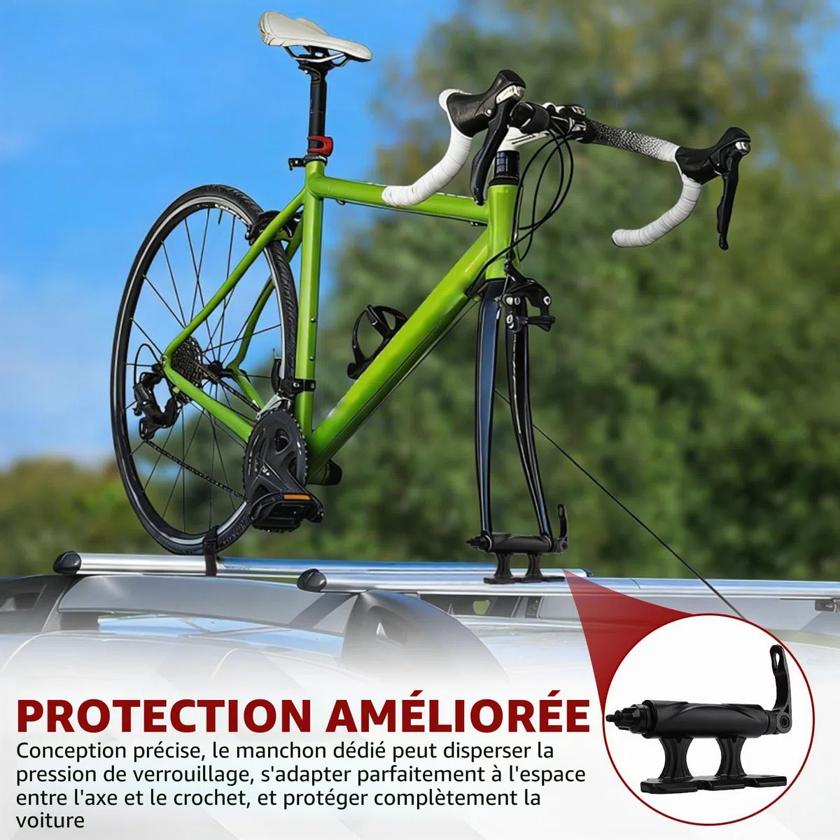 Support pour Fourche de Vélo, Support Velo Voiture, Porte-Vélos à Dégagement Rapide, Support Velo Voiture Toit en Alliage d'Aluminium, Fourche de Vélo pour 5/12/15x100mm 15x110mm