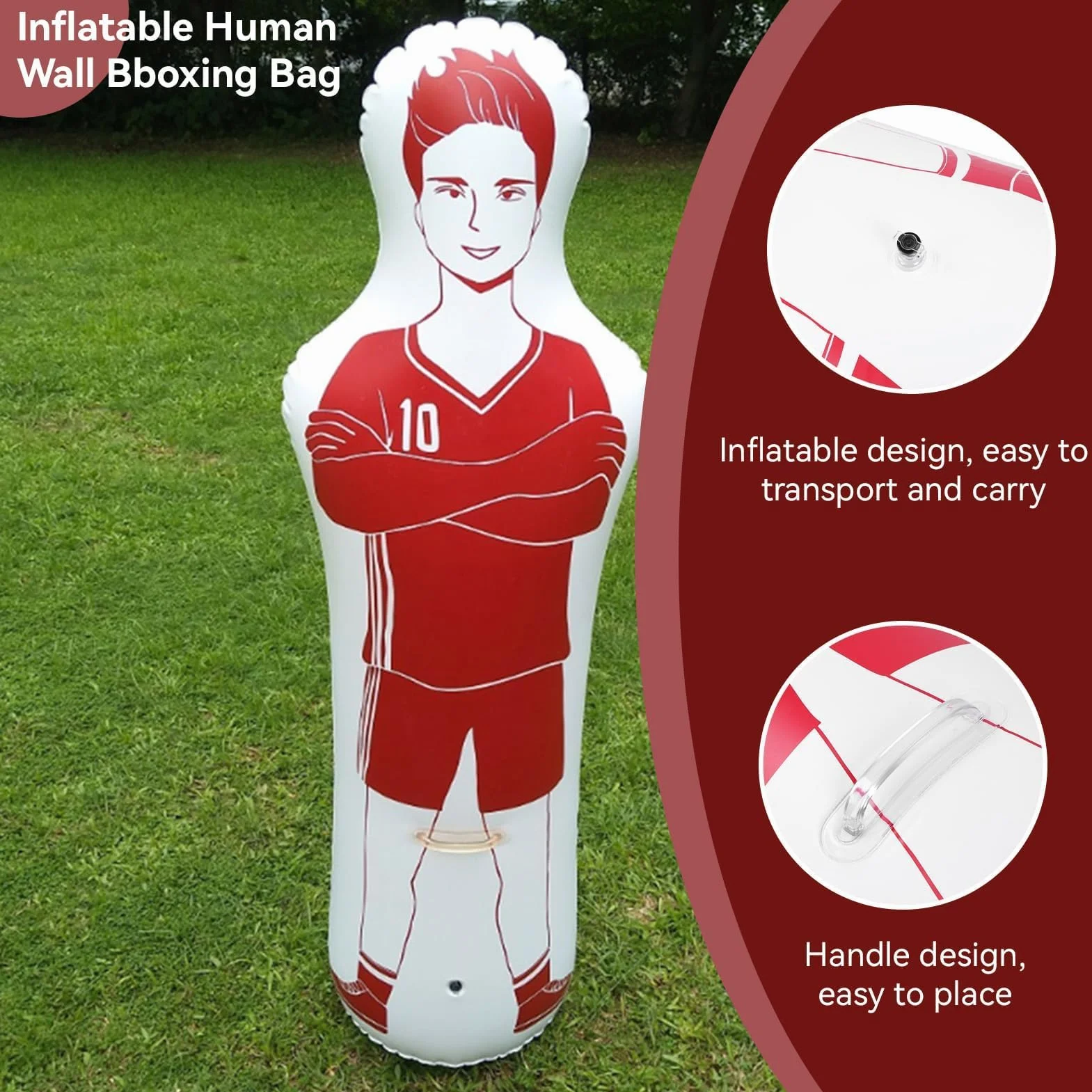 Gardien de But de Football Gonflable, mannequins Football 40 x 160 cm équipement d'entraînement Football PVC défenseur Gonflable à Fixer au Mur entraînement Gardien But pour Exercices Dribble Passe