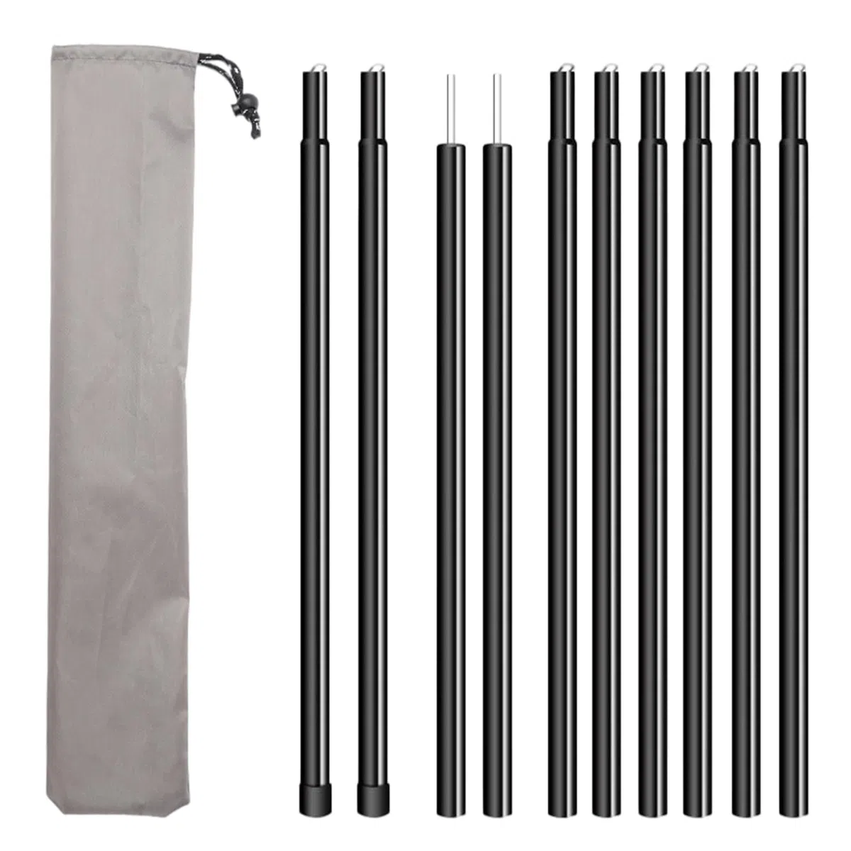 Lot de 2 Poteaux Télescopiques Réglables, Barres de Tente Télescopiques, Barre Tige de Tente Camping Telescopique, Piquets de Tente Télescopiques en Aluminium pour Bâche Tente, Voile D'ombrage Camping
