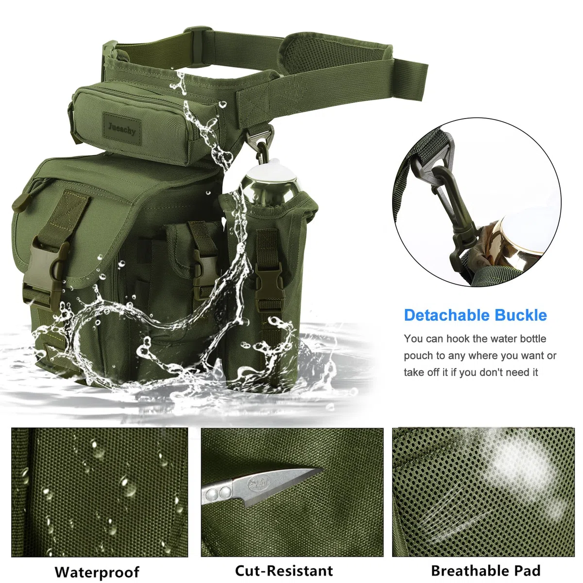 Jueachy Sac de Jambe Polyvalente - Sacoche de Cuisse Pêche Banane Molle Tactique Militaire, Sac Banane Multifonctionnel Imperméable pour Extérieur Moto Voyage Chasse Randonnée Escalade - Sac à Outils