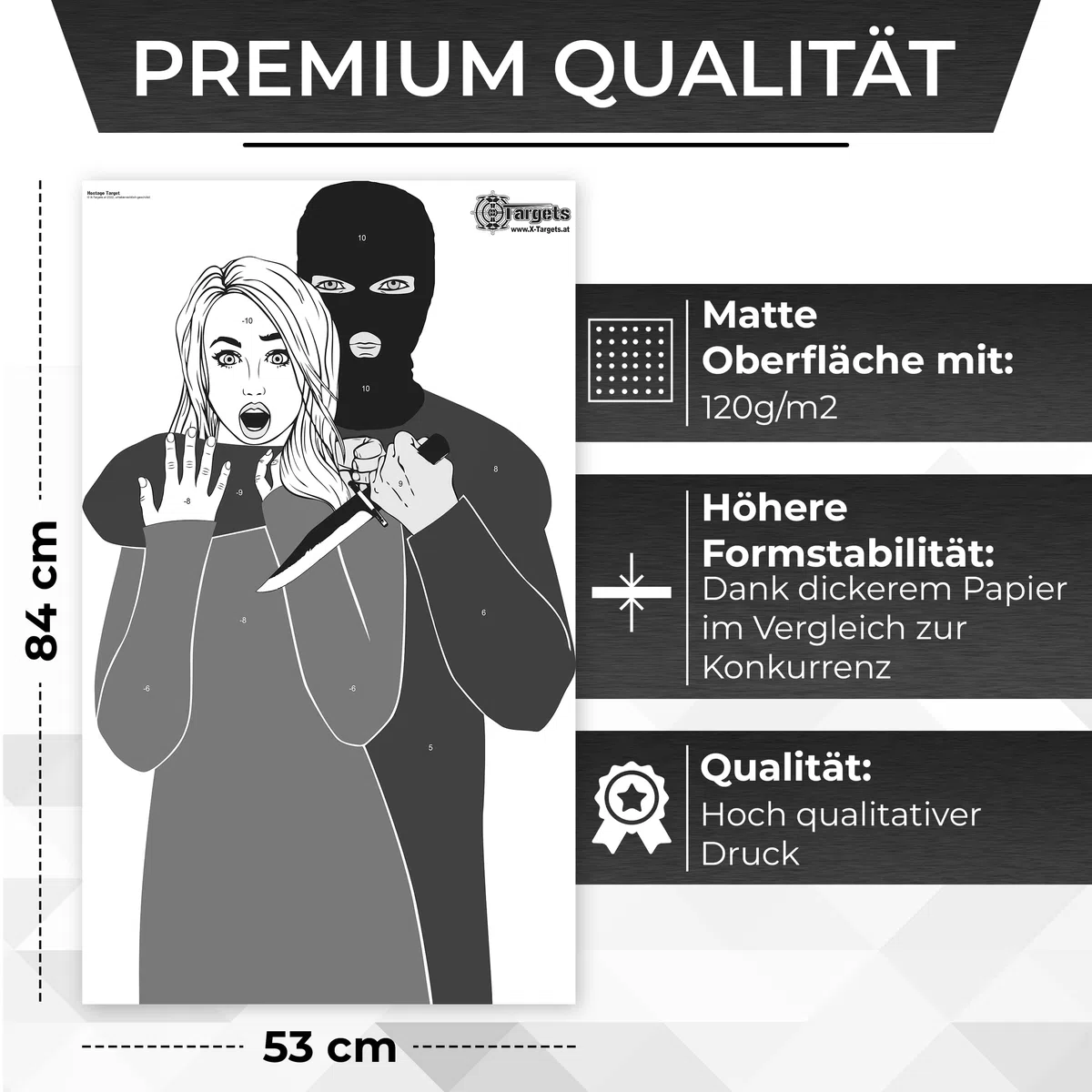 Grande cible Hostage Target, 53 x 84 cm, papier 120 g/m²