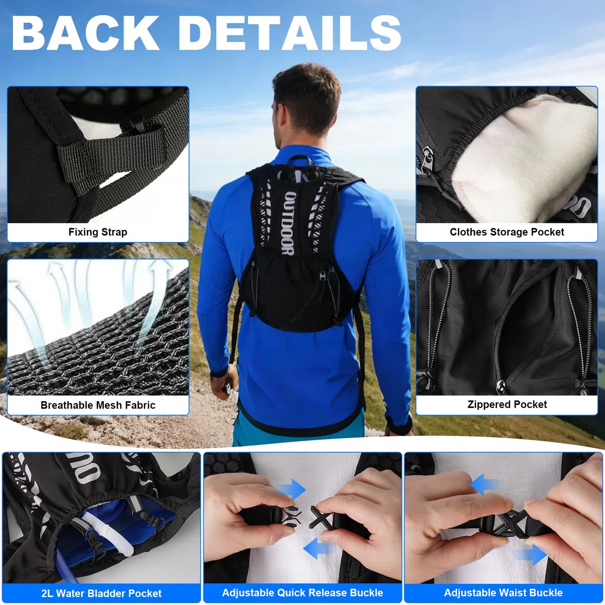 Gilet de Course pour Homme et Femme avec Poche à Eau de 2 l et Gourde de 500 ML - Sac à Dos d'hydratation Ultra léger et Respirant pour Homme pour Jogging, Trail, vélo, Marathon