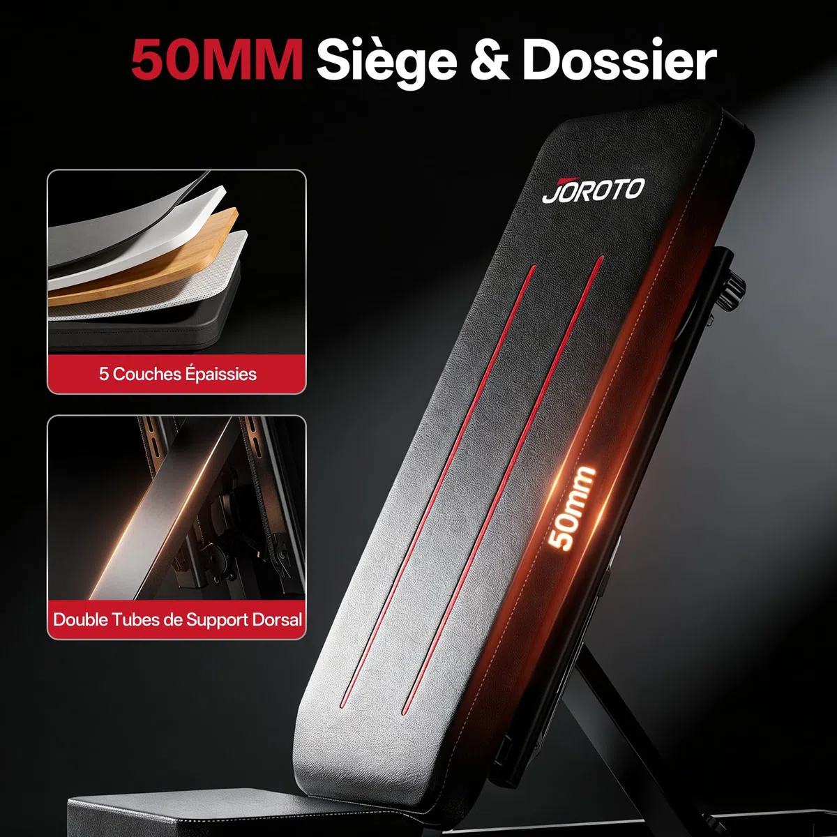 JOROTO MD85 Banc de Musculation Réglable avec Rangement Intégré, 990LBS/450KG Capacité Banc Musculation Multifonction, Bras de Traction 9 Positions et Dossier 7 Positions Banc Abdominauxde Inclinable