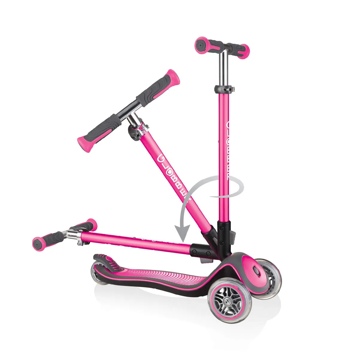 Globber - ELITE DELUXE LIGHTS - Trottinette pliable, lumineuse à 3 roues pour les enfants âgés de 3 à 6 ans +