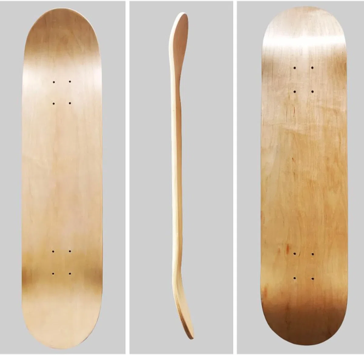 Lot de 2 planches de skateboard vierges en érable 7 couches Planche de skateboard naturelle pour l'art personnel, graffiti, peinture, etc. Skateboard double concave 79 x 20 cm