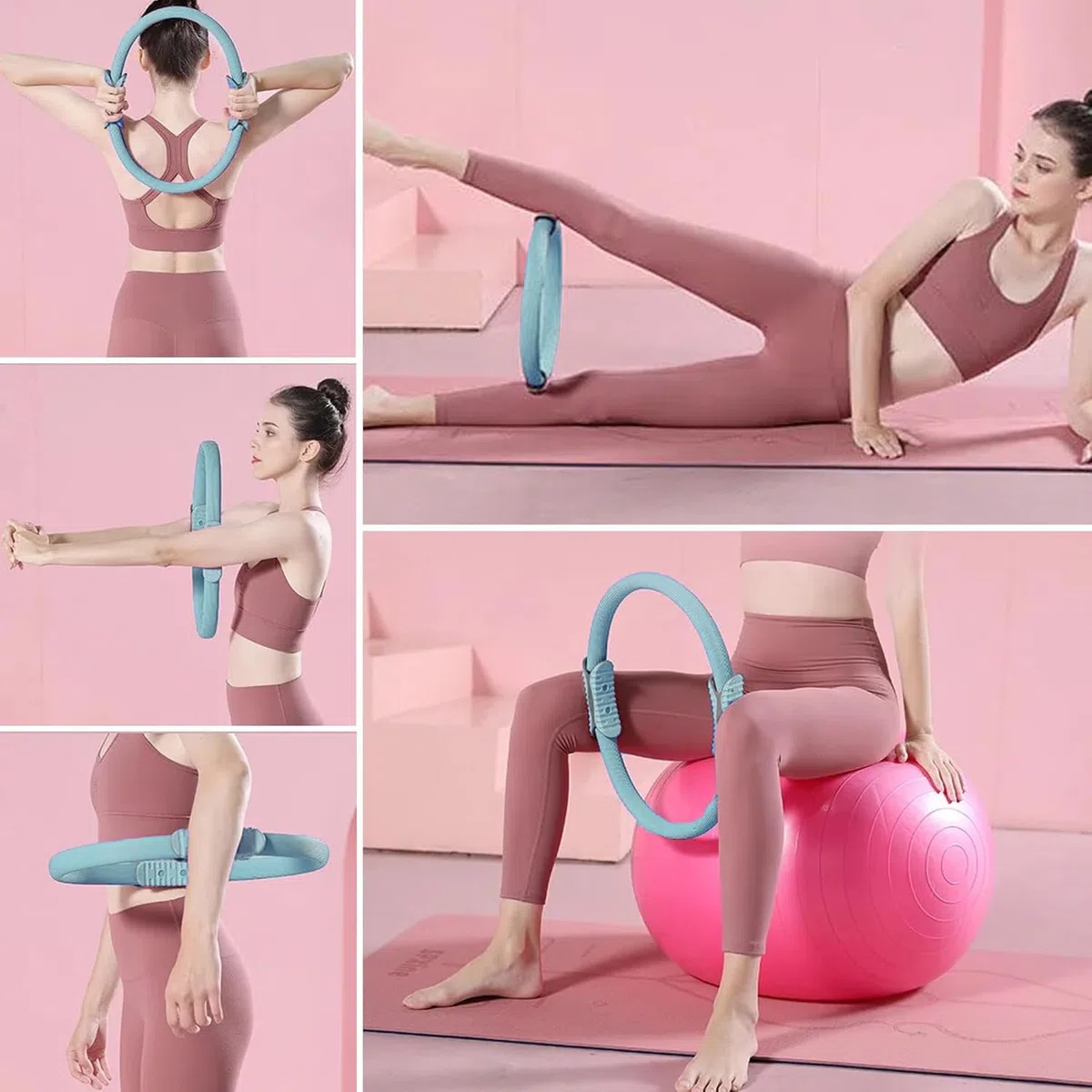MAGIC SELECT Anneau de Pilates - Cercle Pilates à Double Poignée - Yoga Pilates Ring pour Exercice, Fitness, Yoga, Gym, 37.5cm Diameter