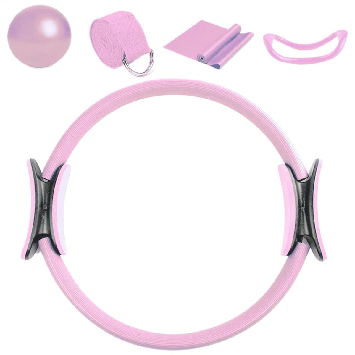 Générique Kit Pilates Maison, Pilates Essential Kit Accessoires, Pilate Ring Yoga Ball Resistance Bands - 5X Ensemble D'équipements D'entraînement