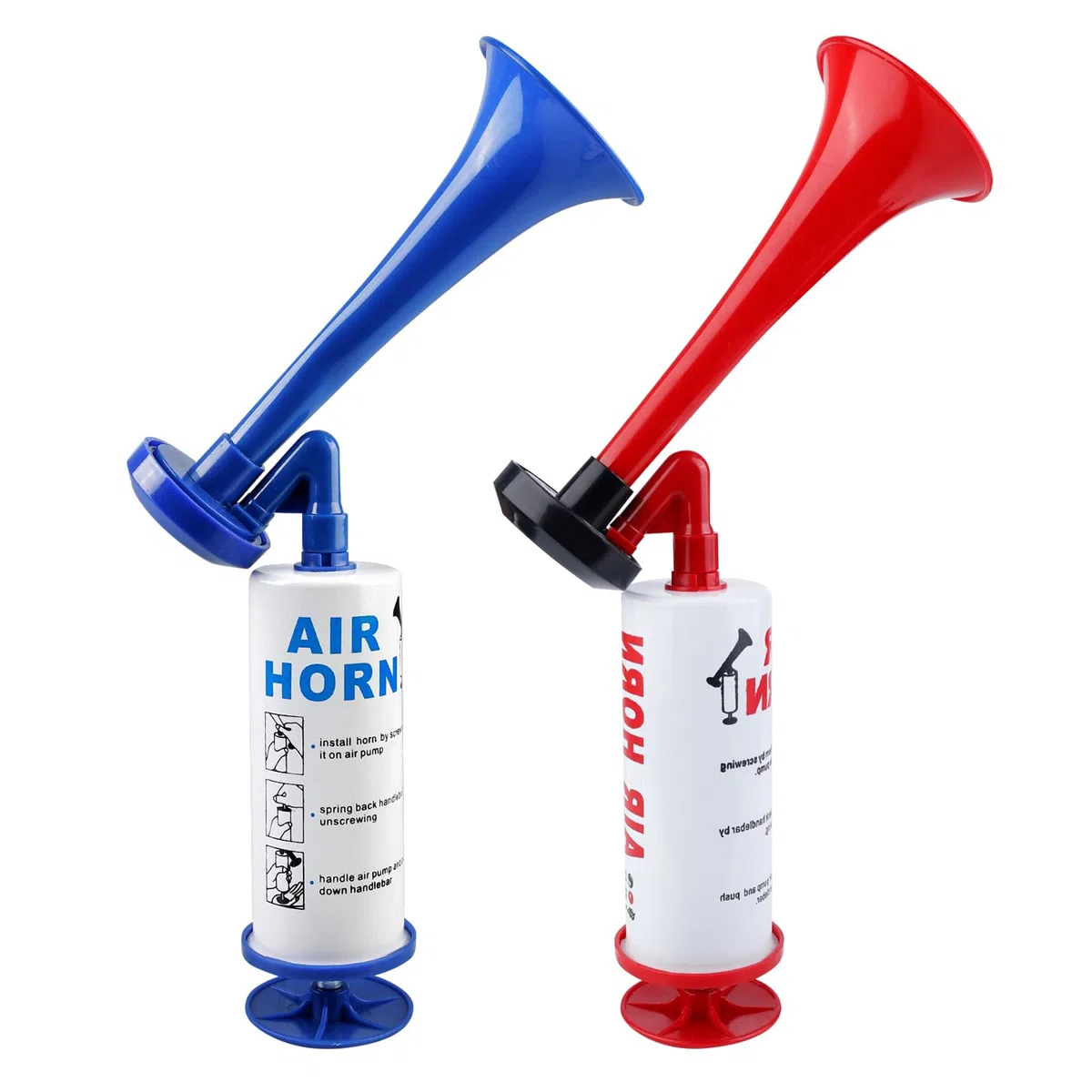 Vegena 2 Pièces Klaxon à Air Comprimé, Trompette Klaxon à Air, Klaxon à Main Pompe à Air en Métal, Corne de Brume Manuelle, Trompe de Stade Mégaphones pour Bateau, Voiture, Les événements Sportifs