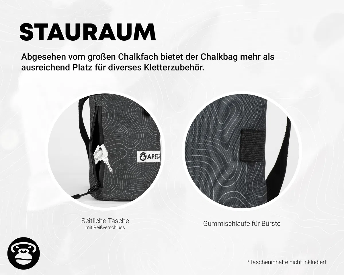 Sac à Magnésie pour l'Escalade et le Boulder - Kit Avec Sangle, Support pour Brosse - Grand Sac de Magnésium pour Chaux/Craie