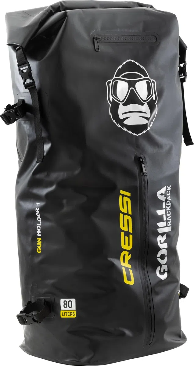 Cressi Gorilla Backpack - Sac à Dos Unisex, Noir 80 L - Thermoscellé Imperméable Idéal pour Equipement de Plongée sous Marine, Garde Les Surfaces Au Sec Lorsqu'elles sont Rangées ou Transportées